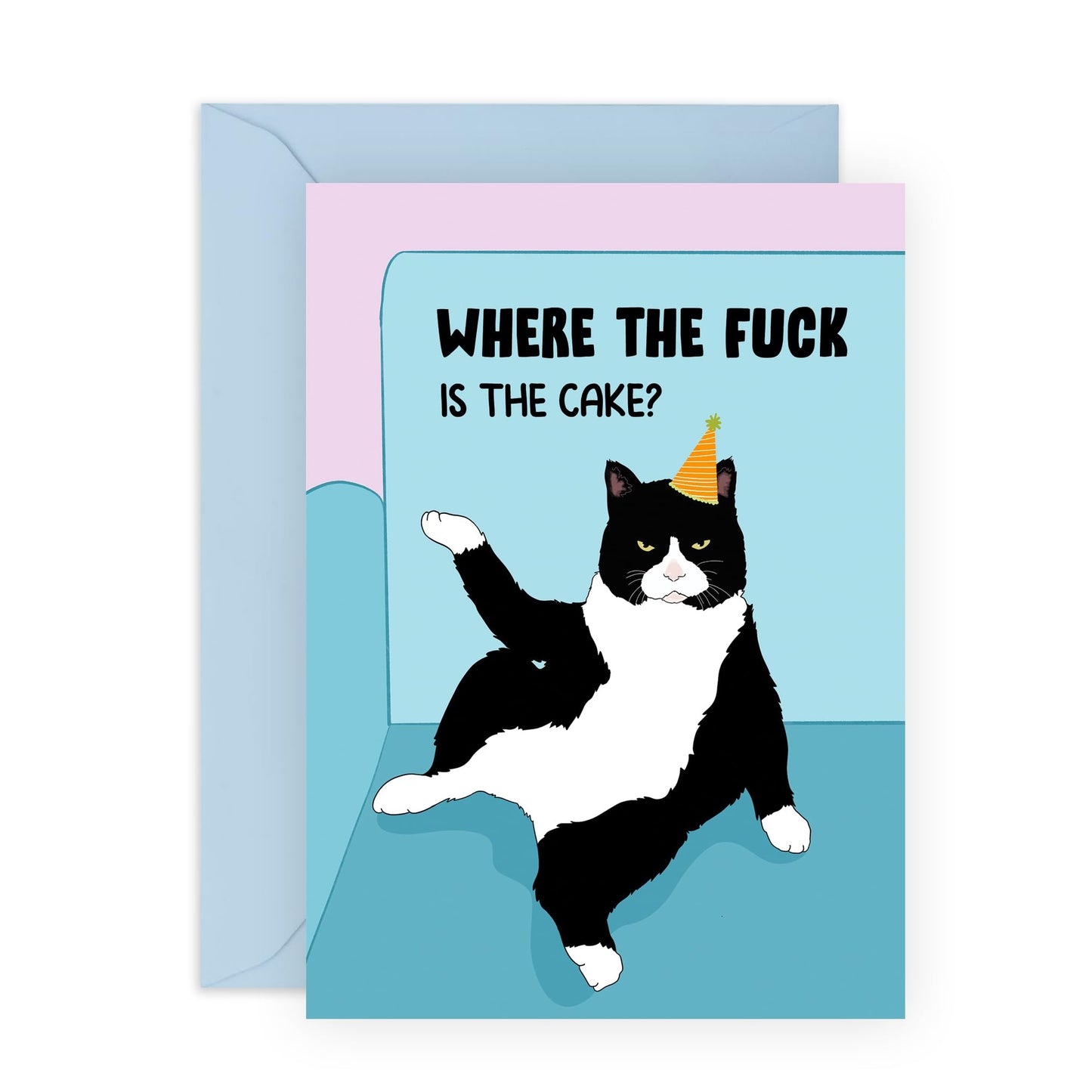 Cat Birthday Card For Men Women - Where The Fuck Is The Cake - Cheeky Greeting Cards For Pet Owners Animals - Cat Lady - Kitty Gifts For Men And Women - Comes With Fun Stickers By Central 23