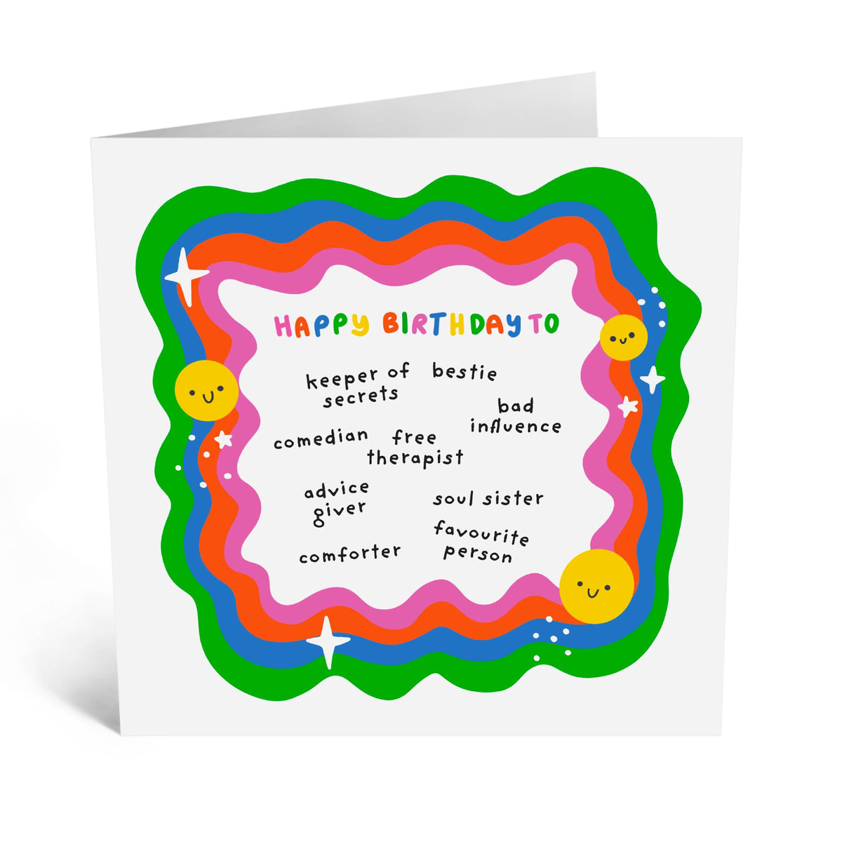 Birthday Card - 'Happy Birthday to My Bestie' - For Your Best Friend - Heartfelt and Fun Design for Celebrating Your Best Friend's Special Day - Comes with Stickers by Central 23
