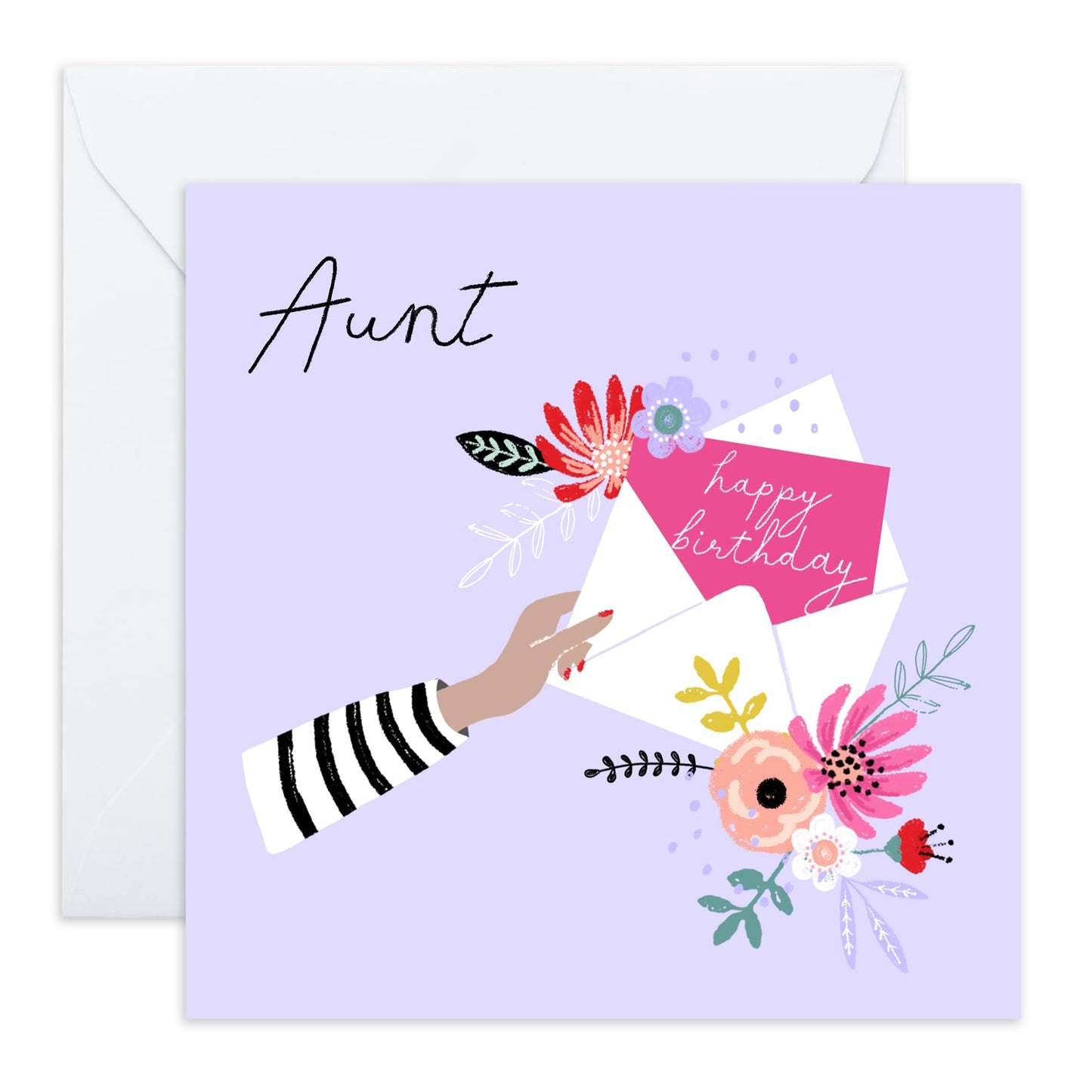Birthday Card For Aunt - Aunt Birthday Floral Envelope - Happy Birthday Aunty Greeting Card - Gift From Niece Nephew - Heartfelt Gifts Women Tia - Comes With Fun Stickers - By Central 23