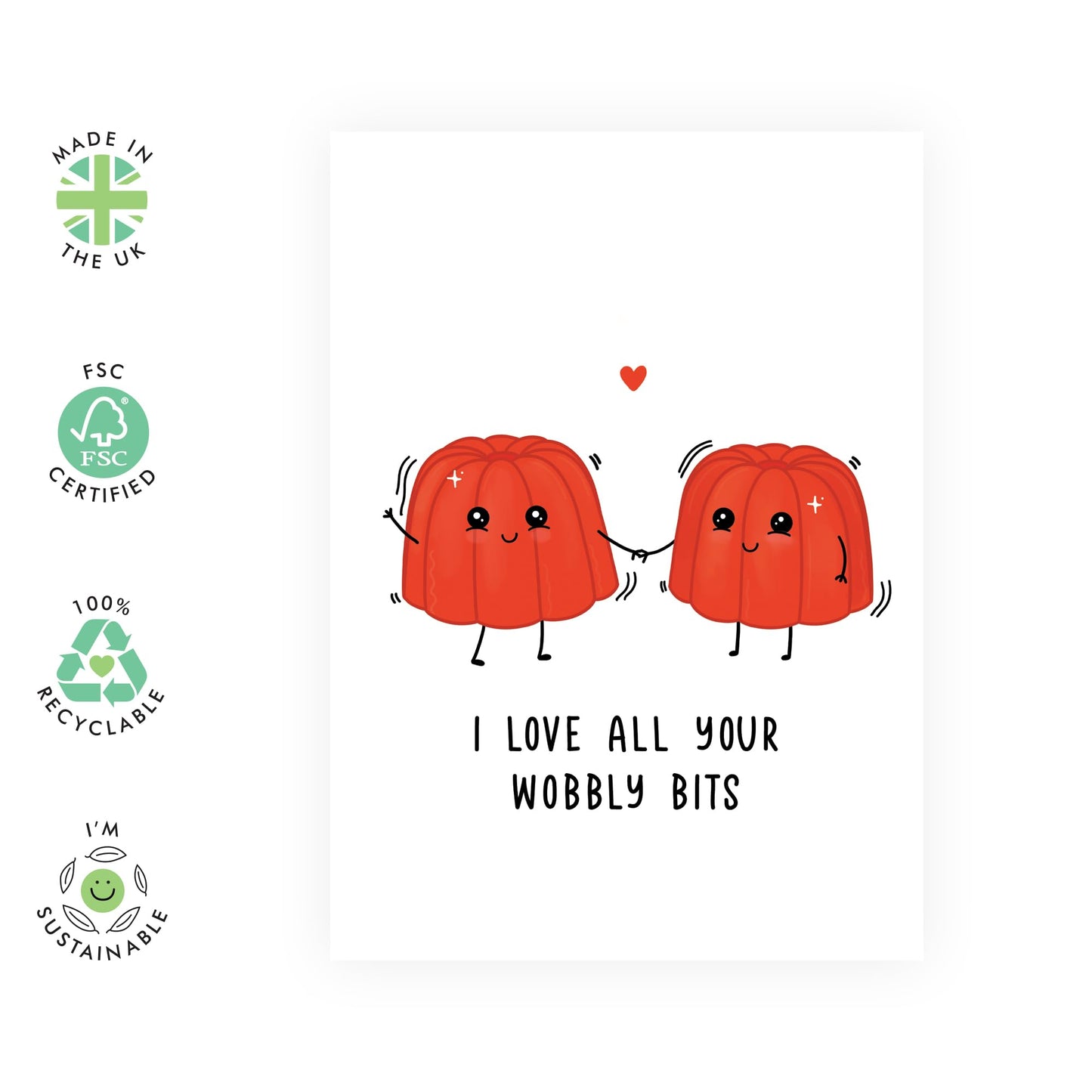 Wife Birthday Card - Wedding Anniversary Card For Husband - All Your Wobbly Bits - I Love You Card For Couples Partner Boyfriend Girlfriend - Valentines Day Card - Comes With Stickers - By Central 23