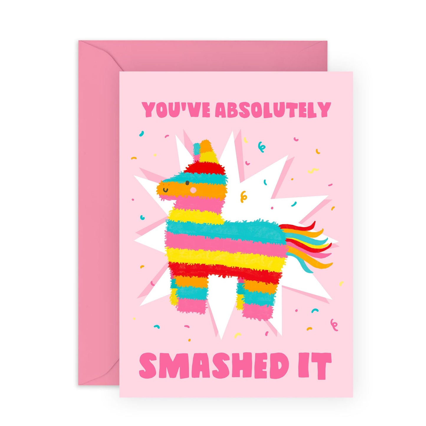 Congratulations Cards - Pinata Well Done You Smashed It - Good Job Well Done - Funny Greeting Cards For Men Women - New Mum Graduation Passing The Test - Comes With Fun Stickers - By Central 23