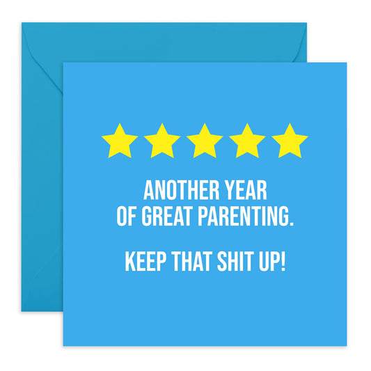 Funny Birthday Card For Dad - 5 Star Review Parenting - Jokes Humour Banter - Fathers Day Card Funny From Daughter Son - Gift For Him Men Pop Daddy Father Papa - Comes With Cute Stickers By Central 23