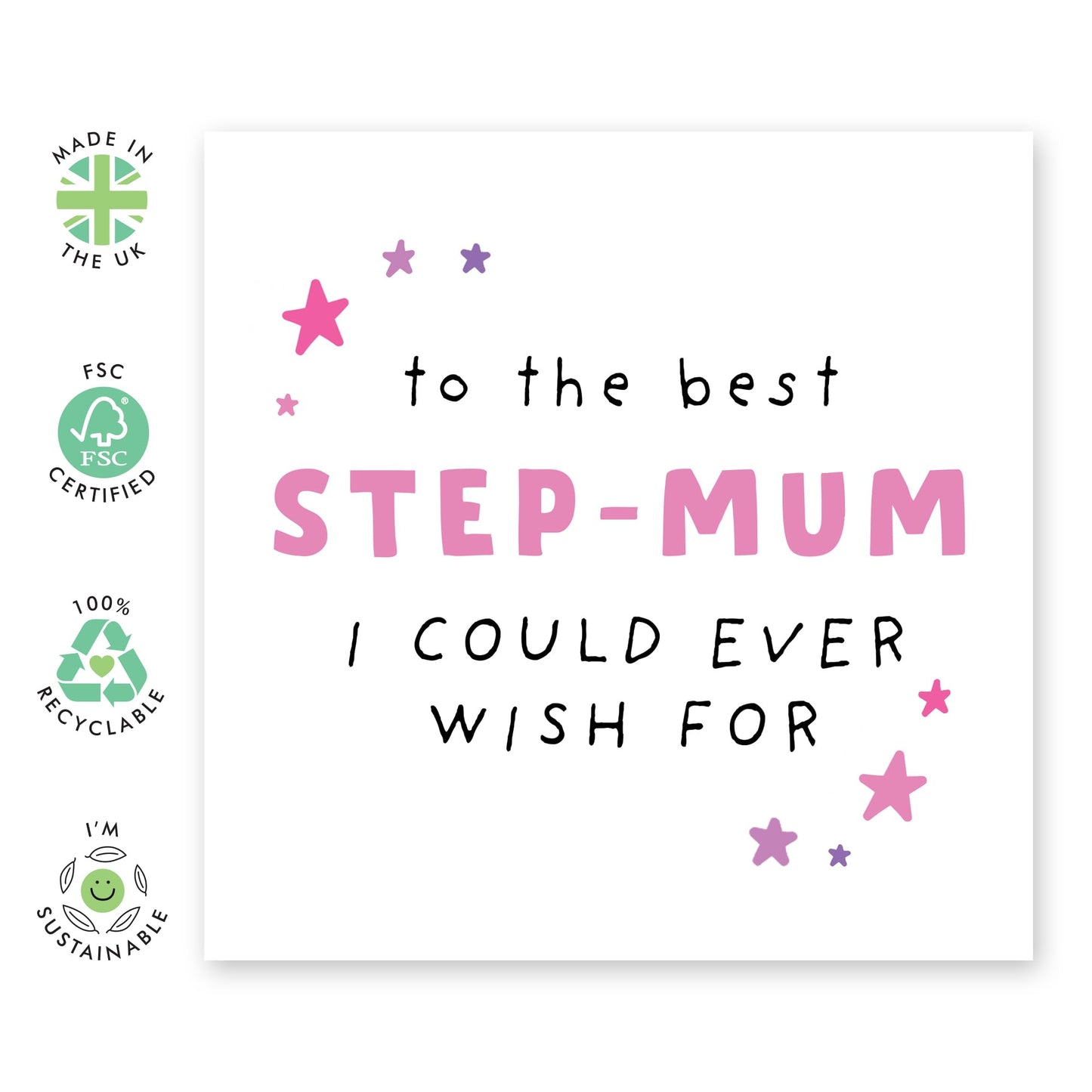 Step Mothers Day Card - The Best Step-Mum I Could Wish For - Happy Birthday Cards For Step Mum - Thank You I Love You Just Because - Gifts For Women Her Mama Mummy - Comes With Stickers By Central 23