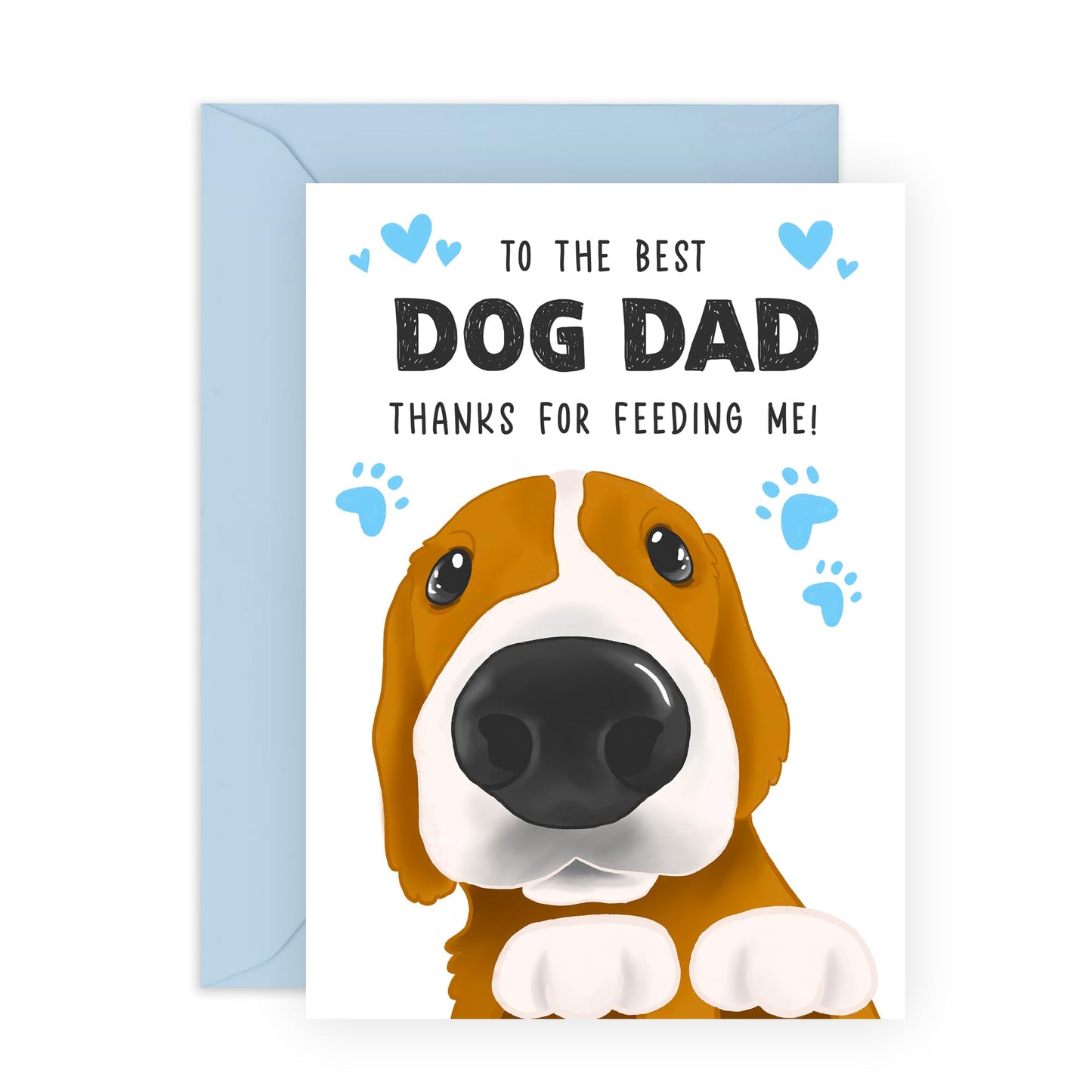 Dog Birthday Card For Men - To The Best Dog Dad - Cute Birthday Card From Dog - Thank You Greeting Cards For Husband Boyfriend - For Dog Lovers - Comes With Stickers - By Central 23