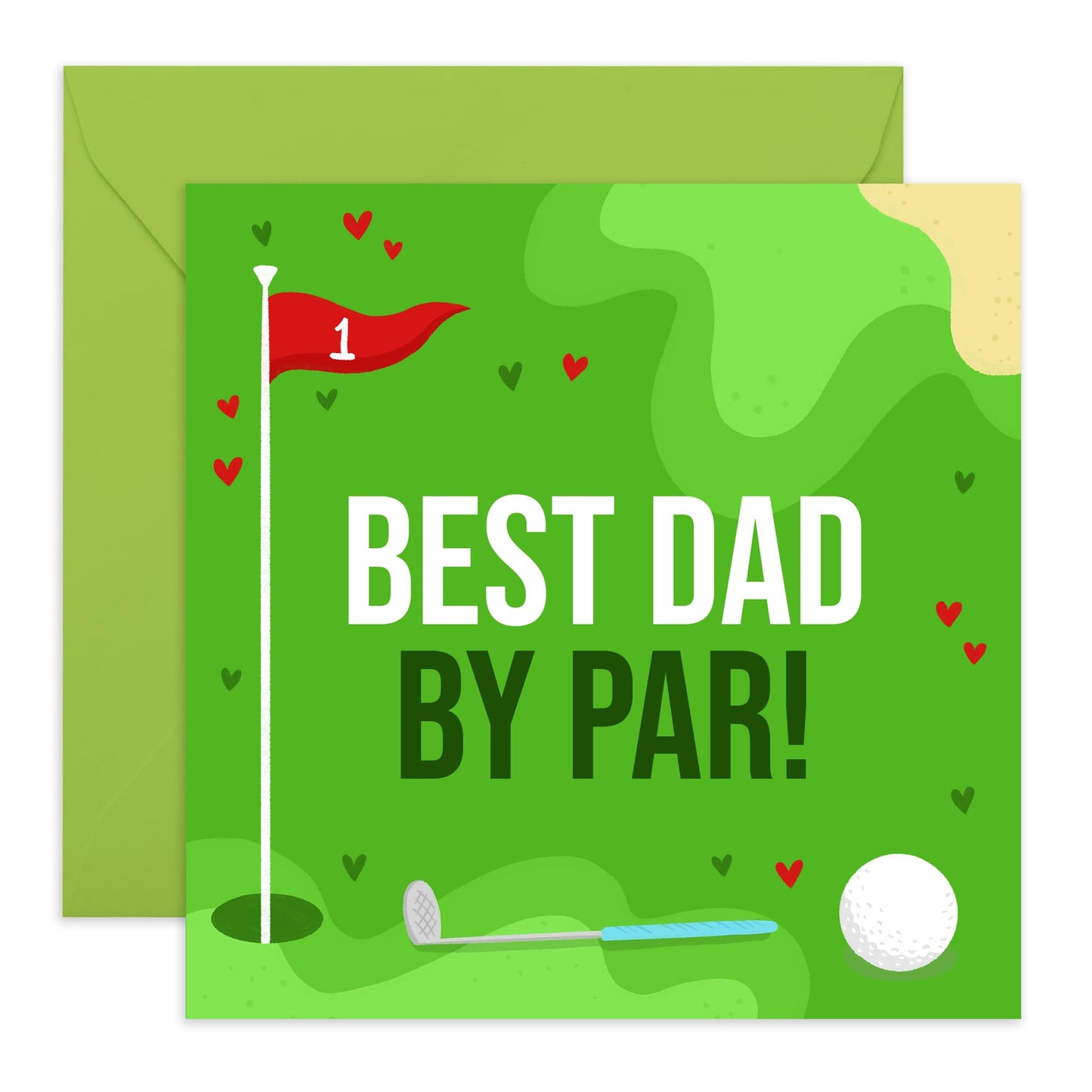 Golf Birthday Card For Dad - Best Dad By Par Golf - Fathers Day Card For Him - Dad Birthday Card - Appreciation Thank You Gifts For Men Pop Papa Daddy - Comes With Fun Stickers By Central 23