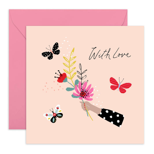 Wife Anniversary Card - With Love Butterflies - Love Cards For Her - Mothers Day Card From Son Daughter - Birthday Card For Women - Valentines Card Girlfriend - Comes With Stickers By Central 23