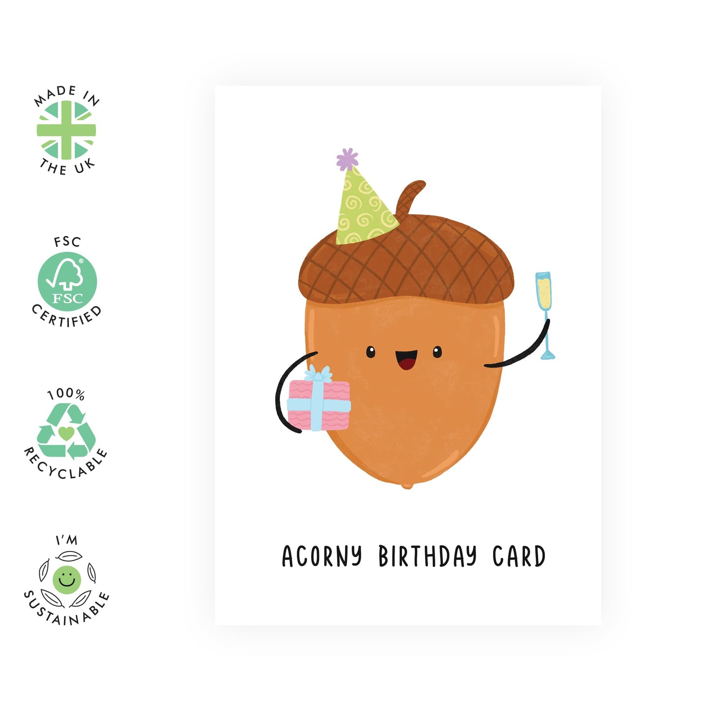 Birthday Card Nut - 'Acorny Birthday' - Gifts for Bruv, Mates, Best Friends, BFF, Co-worker, Colleague, Bro, Uncle, Dad, Brother - Corny - Comes with Fun Stickers