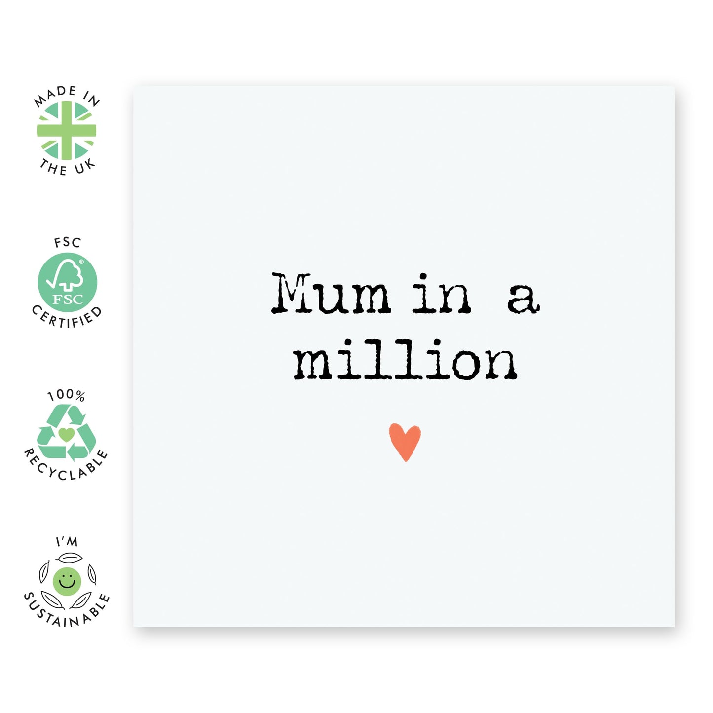 Sweet Birthday Card For Mum - Mum In A Million - Thank You Greeting Cards And Envelopes For Mummy - Happy Mother's Day Cards For Women - Gifts For Her - Comes With Cute Stickers By Central 23