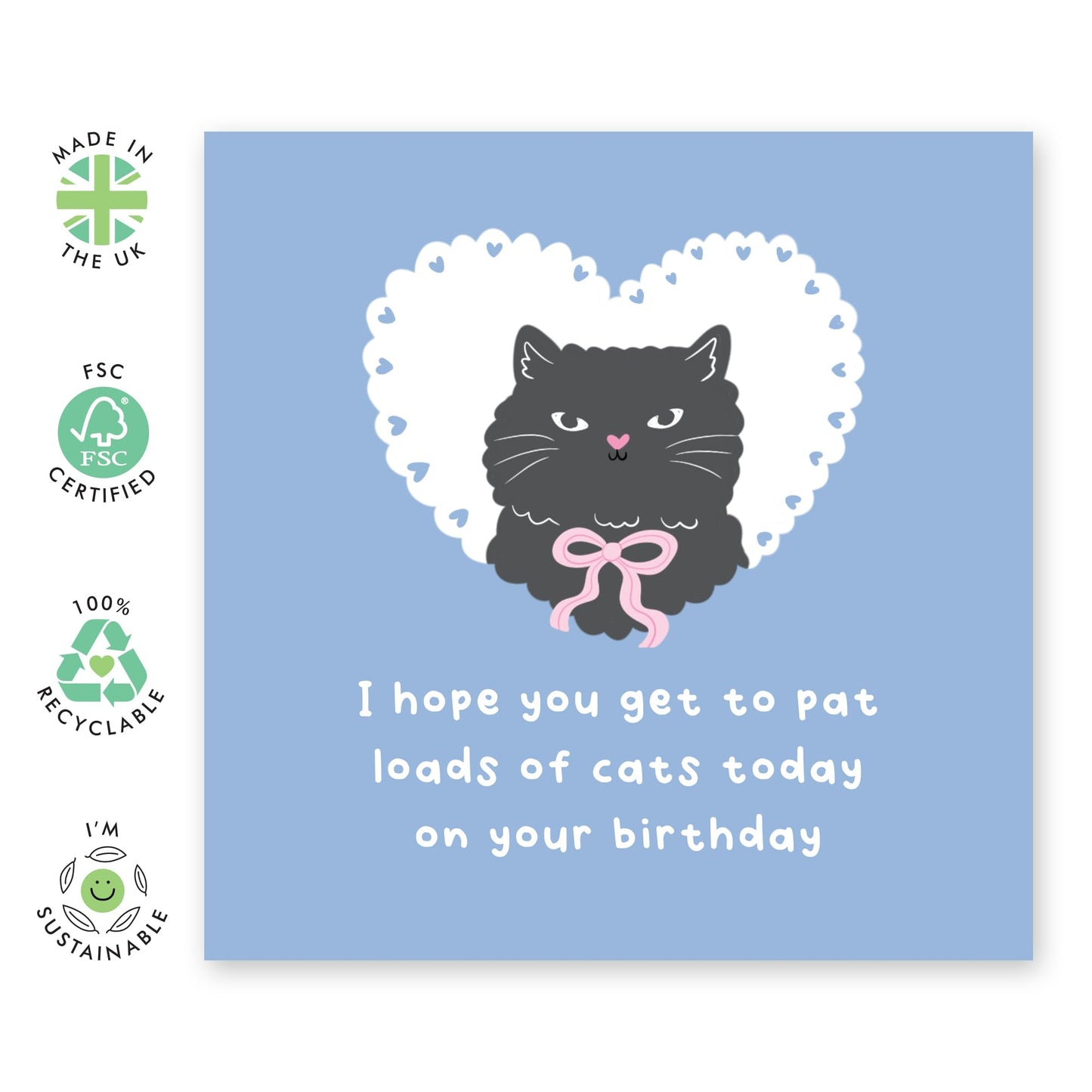 Cat Birthday Card for Women – ‘Hope You Get to Pat Loads of Cats’ – Cute & Funny Greeting Card for Cat Lovers, Cat Mama, Fur Mum, Dad, Colleagues, Sister, Friends - Mothers Day - Comes with Stickers