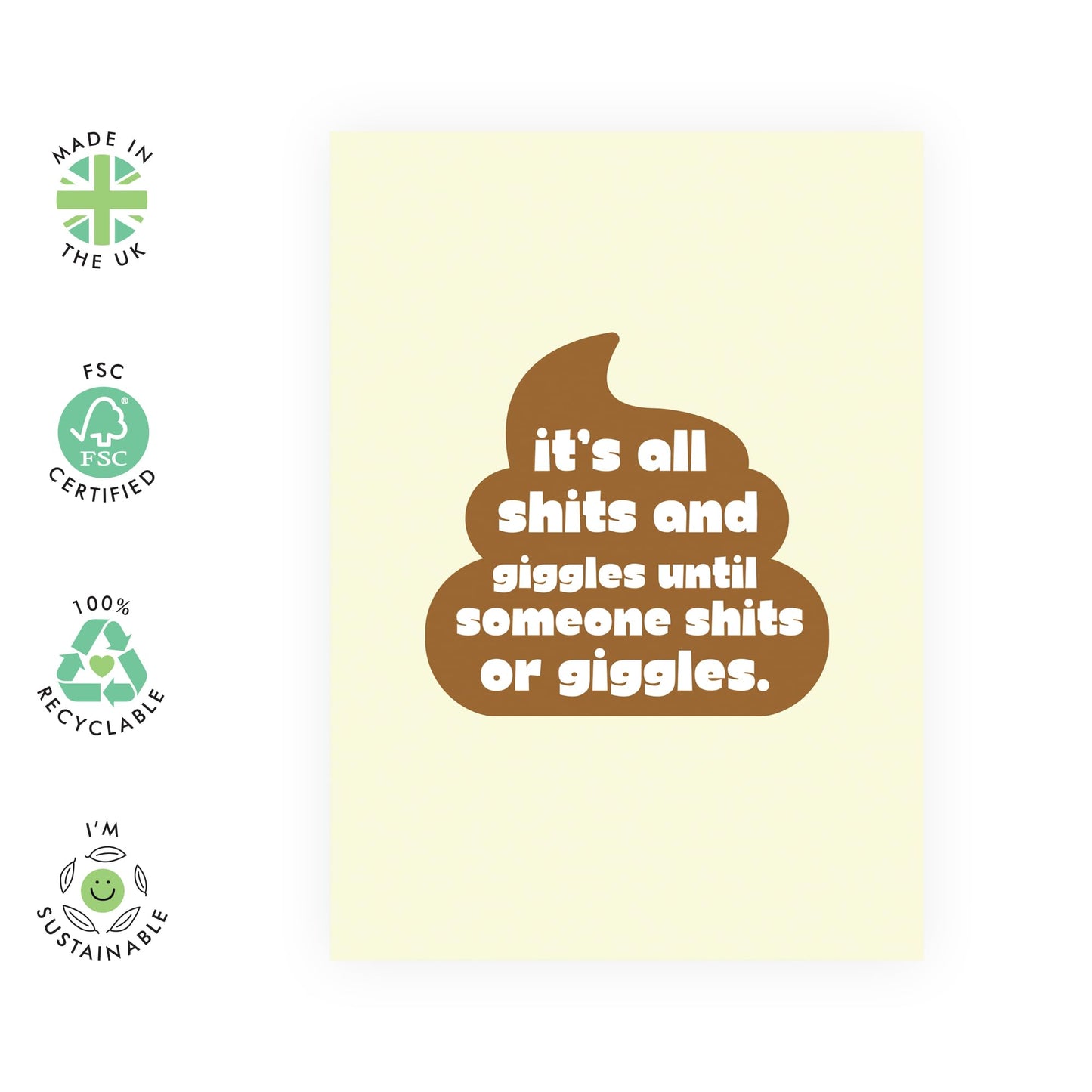 Funny Greeting Card - 'SHITS AND GIGGLES!' - Perfect for Bringing Laughter and Light-Hearted Fun to Any Occasion - Ideal for Those Who Appreciate Humor and Jokes - Comes With Stickers By Central 23