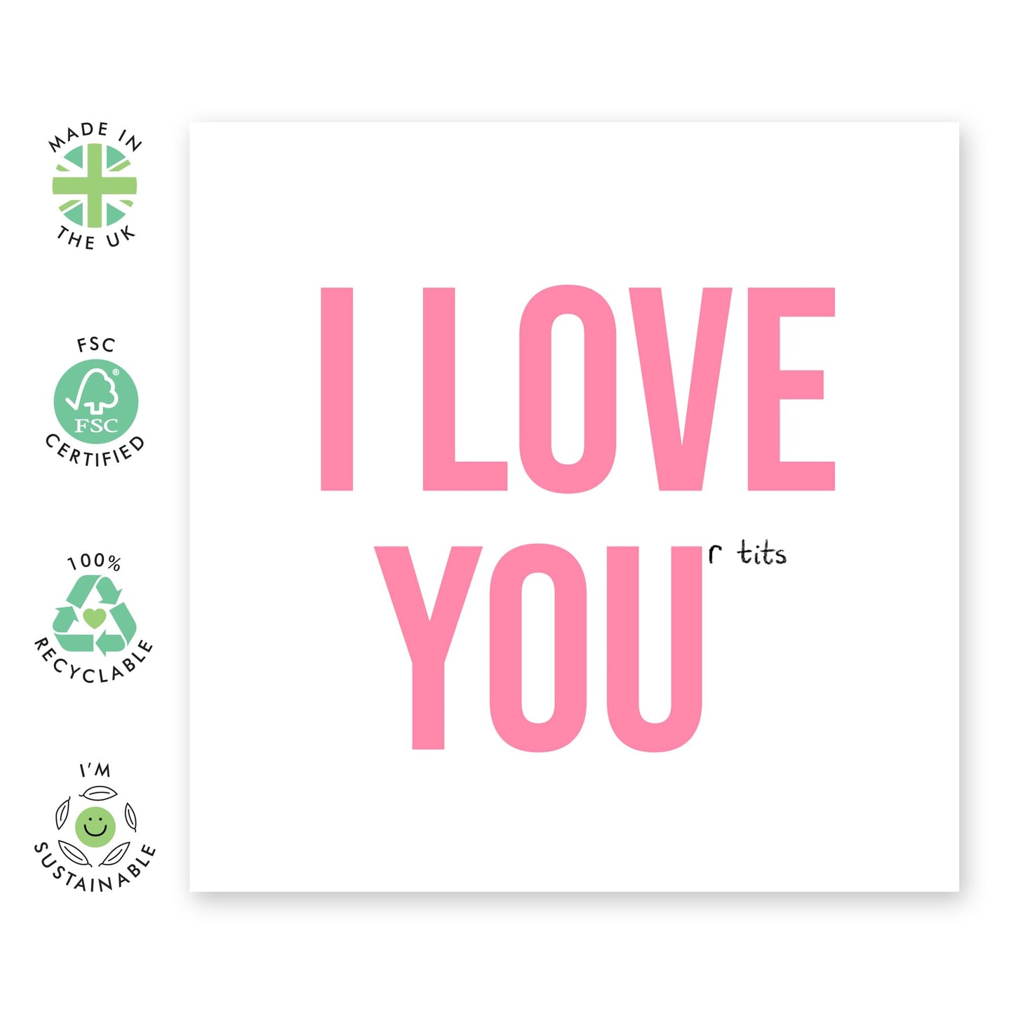 Naughty Valentines Card For Her- 'I Love Your Ti*s' - Funny Birthday & Anniversary Card For Girlfriend - Perfect For Gag Gifts And Special Occasions - Sexy Gifts For Wife - Comes With Stickers