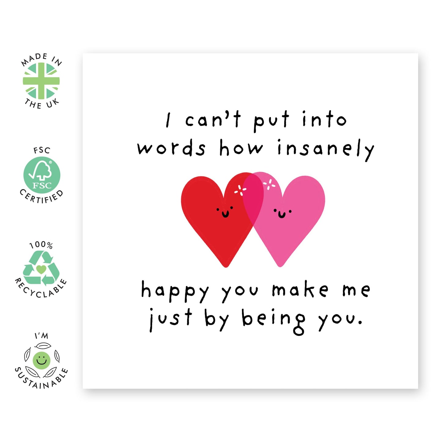 Love & Anniversary Card - 'Can't Put Into Words' - Valentines Gift for Him, Her, Wife, Husband, Girlfriend, Boyfriend, Married Couples, Babe - Heart To Heart - Comes with Fun Stickers