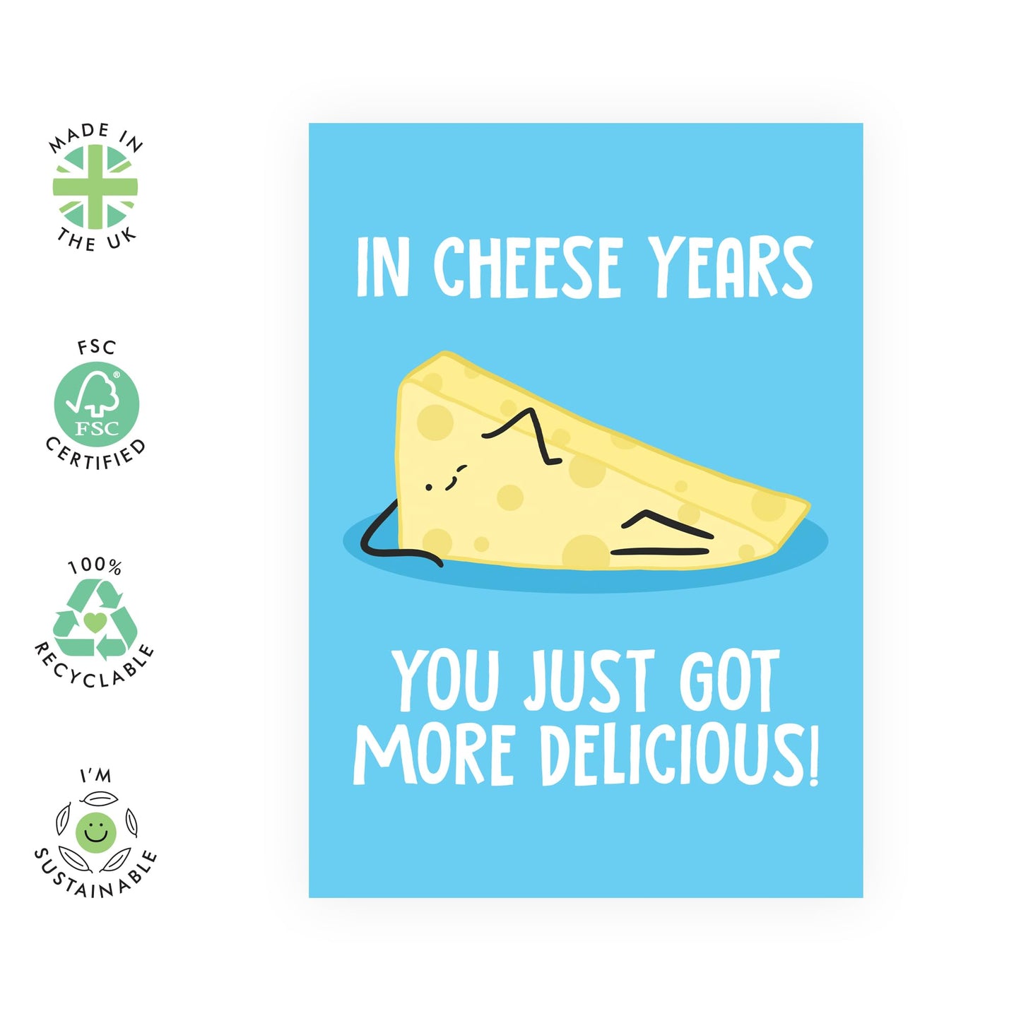 Valentines Day Card Girlfriend Boyfriend - Cheese Years You're Delicious - Anniversary Card For Couple - Greeting Cards For Fiance - Husband Wife - Comes With Fun Stickers By Central 23