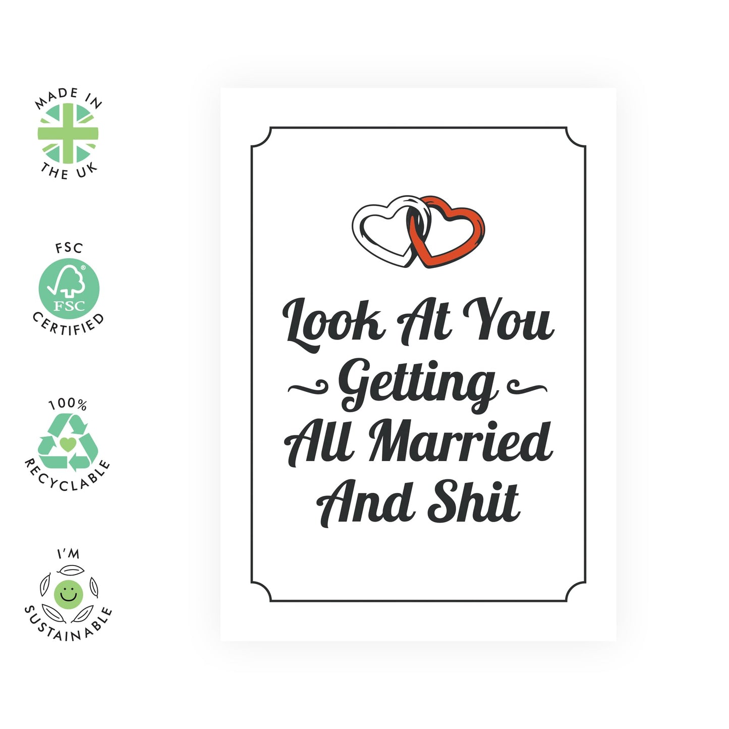 Funny Wedding Celebration Card - 'Married' - Gifts for Newly Weds, Couples, Marriage, Bride, Groom, Wedding Day, Spouse - Congratulations - Comes with Fun Stickers
