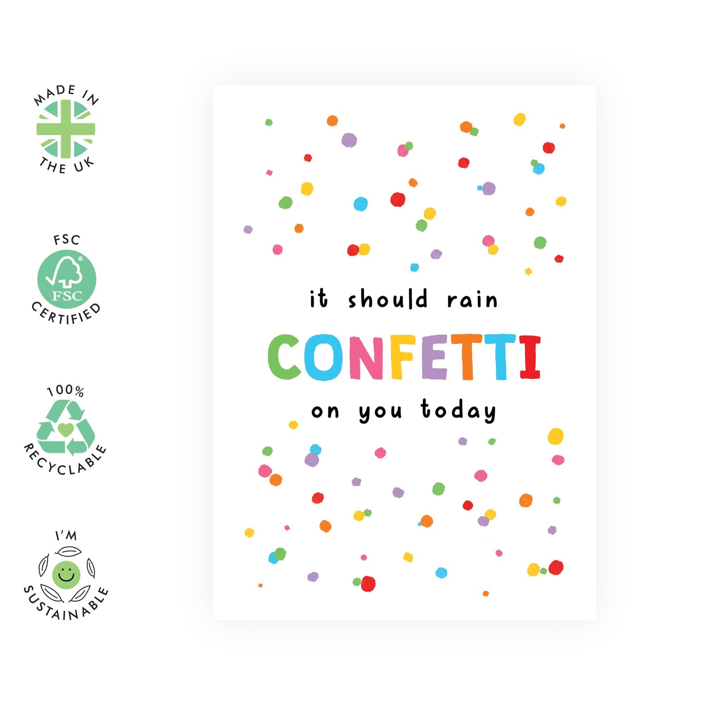 Funny Birthday Card For Men - It Should Rain Confetti On You Today - Cute Birthday Cards For Women - Gifts For Him Her - Friends Birthday Card - Comes With Stickers - By Central 23