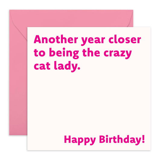 Funny Birthday Card for Ladies - 'Crazy Cat Lady' - Gifts for Bestie, BFF, Best Friend, Auntie, Colleagues, Co-worker, Girlfriend, Sister, Cousin, Her, Sis - Fur Mum - Comes with Fun Stickers