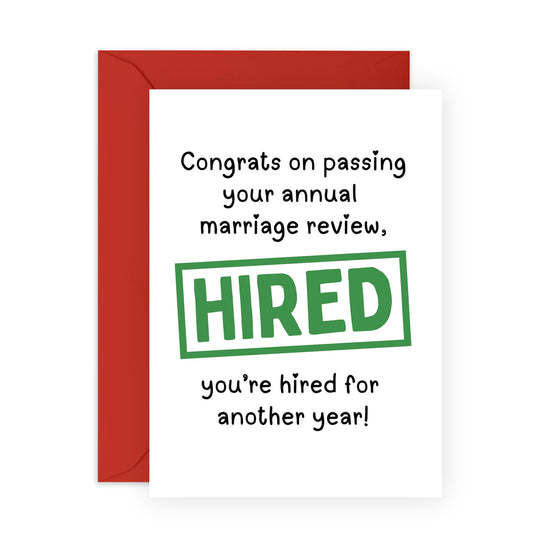 Hilarious Anniversary Card - 'Annual Marriage Review' - Romantic Valentines Day Gifts for Boyfriend, Husband, Wife, Girlfriend, Partner, Other Half - You Passed - Comes with Fun Stickers