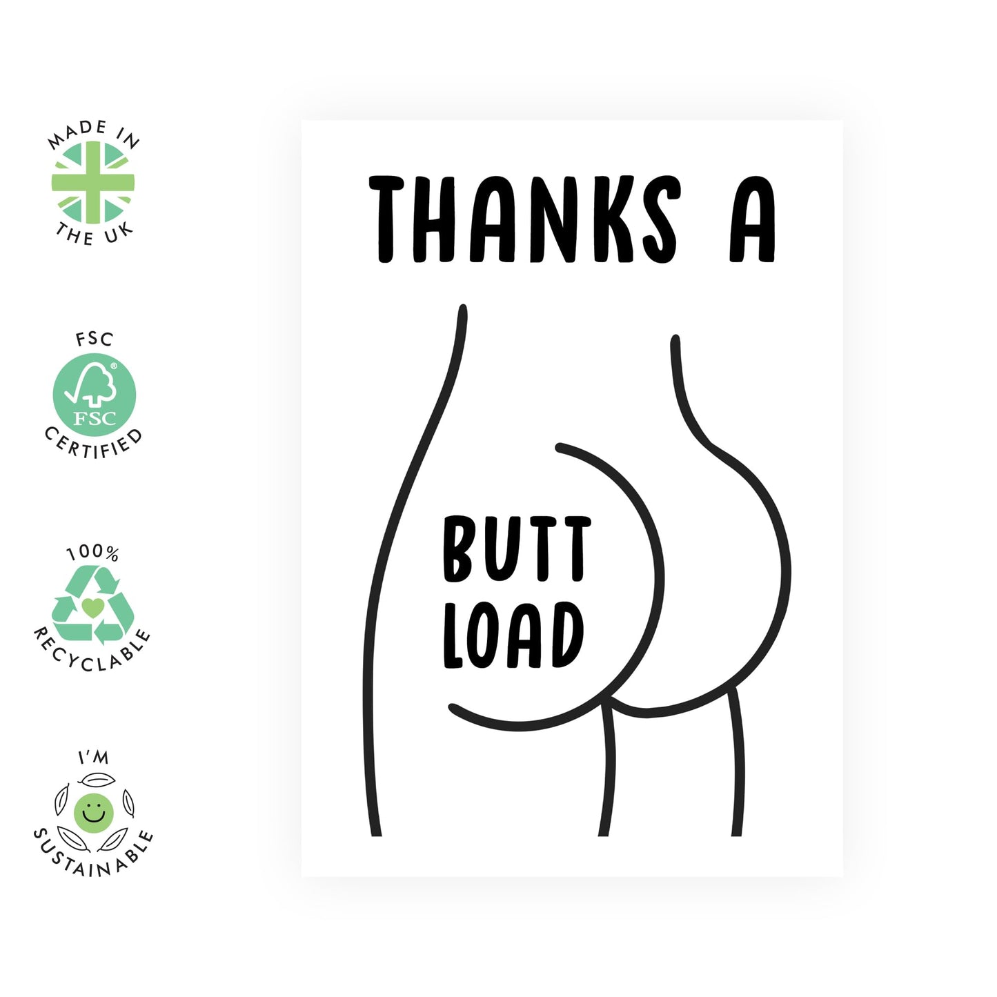 Thank You Cards - Thanks A Buttload - Funny Thank You Notes For Colleague Neighbors - Hilarious Greeting Cards For Friends - Wedding Party - Comes With Fun Stickers By Central 23
