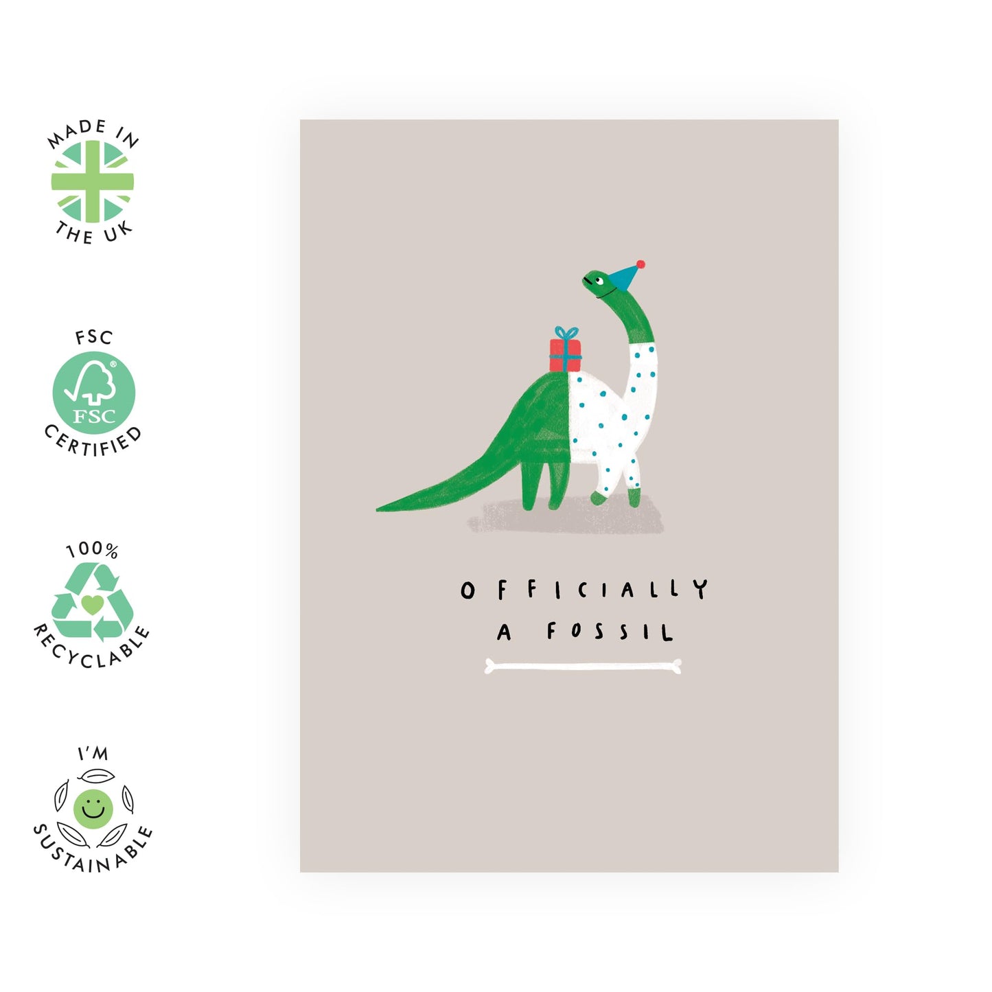 Getting Old Birthday Card - 'Dino Fossil' - Gifts for Him, Her, Friends, Sister, Brother, Uncle, Auntie - Old As Dinousaurs - Comes with Fun Stickers