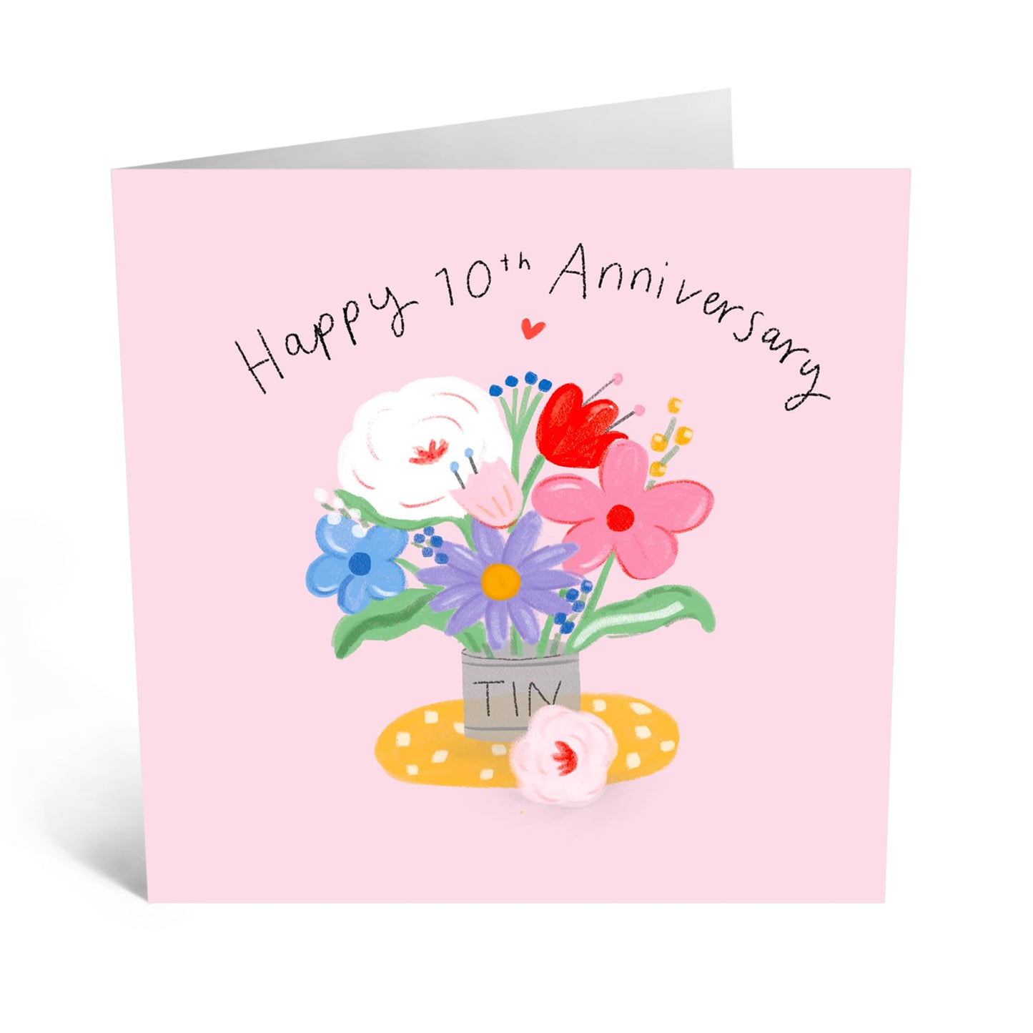 Anniversary Card - 'FLORAL VASE 10TH ANNIVERSARY' - Perfect for Celebrating a Decade of Love with Floral Theme- Ideal for Adding a Heartfelt Touch to Your Milestone - Comes With Stickers By Central 23