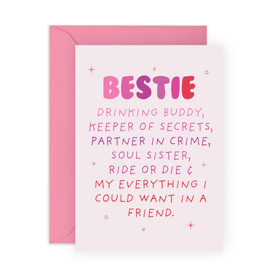 Best Friend Birthday Card - Bestie Bff - Friendship Gifts For Women - Sweet Greeting Cards For Her - Friend Birthday Card Female - Thank You Cards - Comes With Stickers - By Central 23