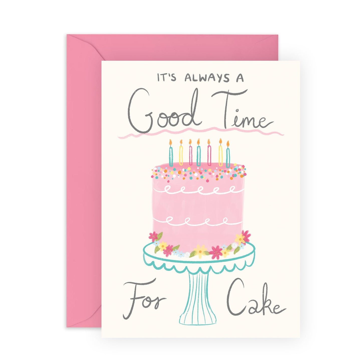 Happy Birthday Card For Her - Always A Good Time For Cake - Bday Cake - Sweet Birthday Cards For Women - Gift For Daughter Sister Granddaughter Friends - Comes With Cute Stickers By Central 23