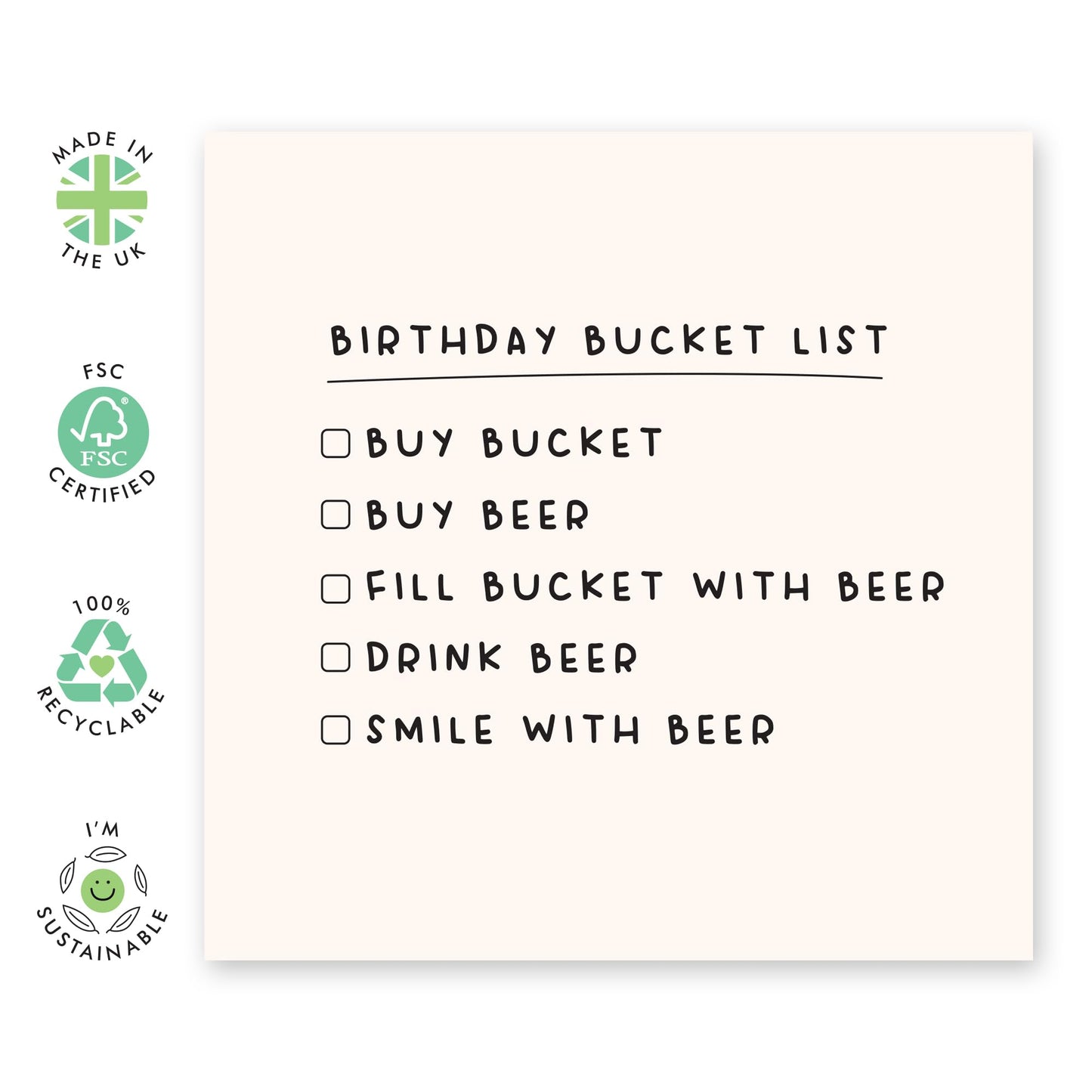 Funny Birthday Card with Checklist - 'Bucket List Wine' - Gifts for Friends, Family, Co-worker, Colleagues, Bestie, Bruv, Mate, Brother, Him, Guys, Men - Wine List - Comes with Fun Stickers