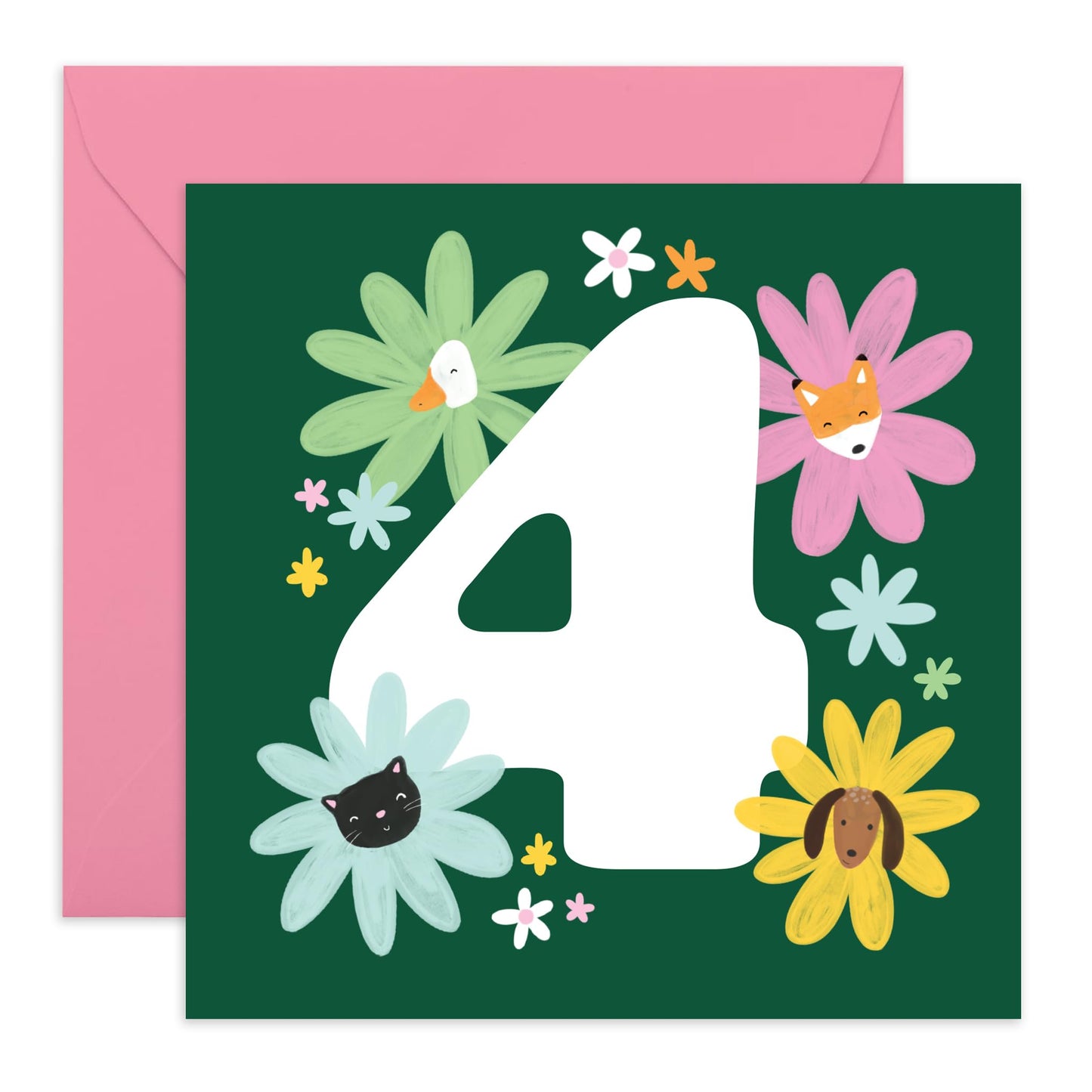 4th Birthday Cards For Girls - Happy Birthday Cards Age 4 - Forth Birthday Card For Daughter Niece Granddaughter - Four Year Old Gifts For Kids Toddler Children - Comes With Stickers By Central 23