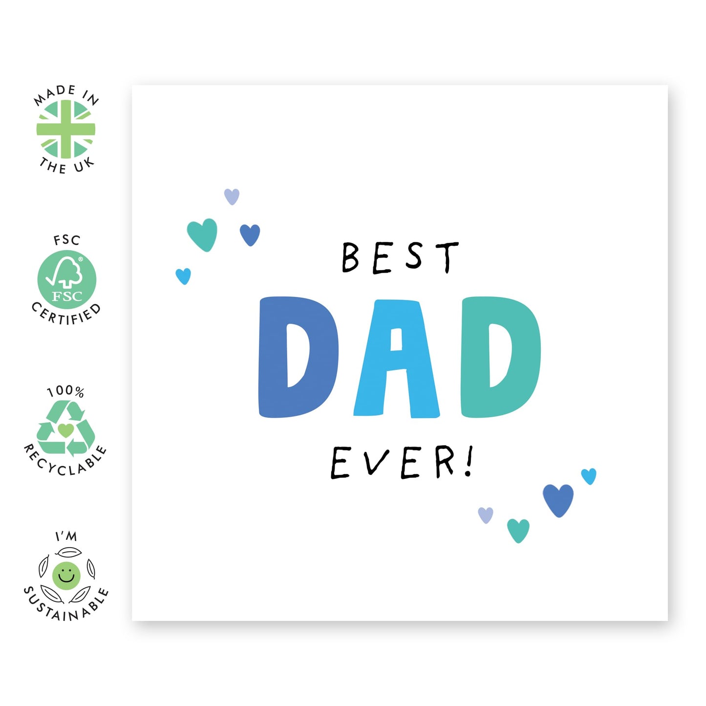 Happy Fathers Day Card From Daughter Son - Best Dad Ever! - Dad Bday Card - Birthday Card For Dad - Sweet Thank You Appreciation Gifts For Him Men Papa Pop - Comes With Fun Stickers By Central 23