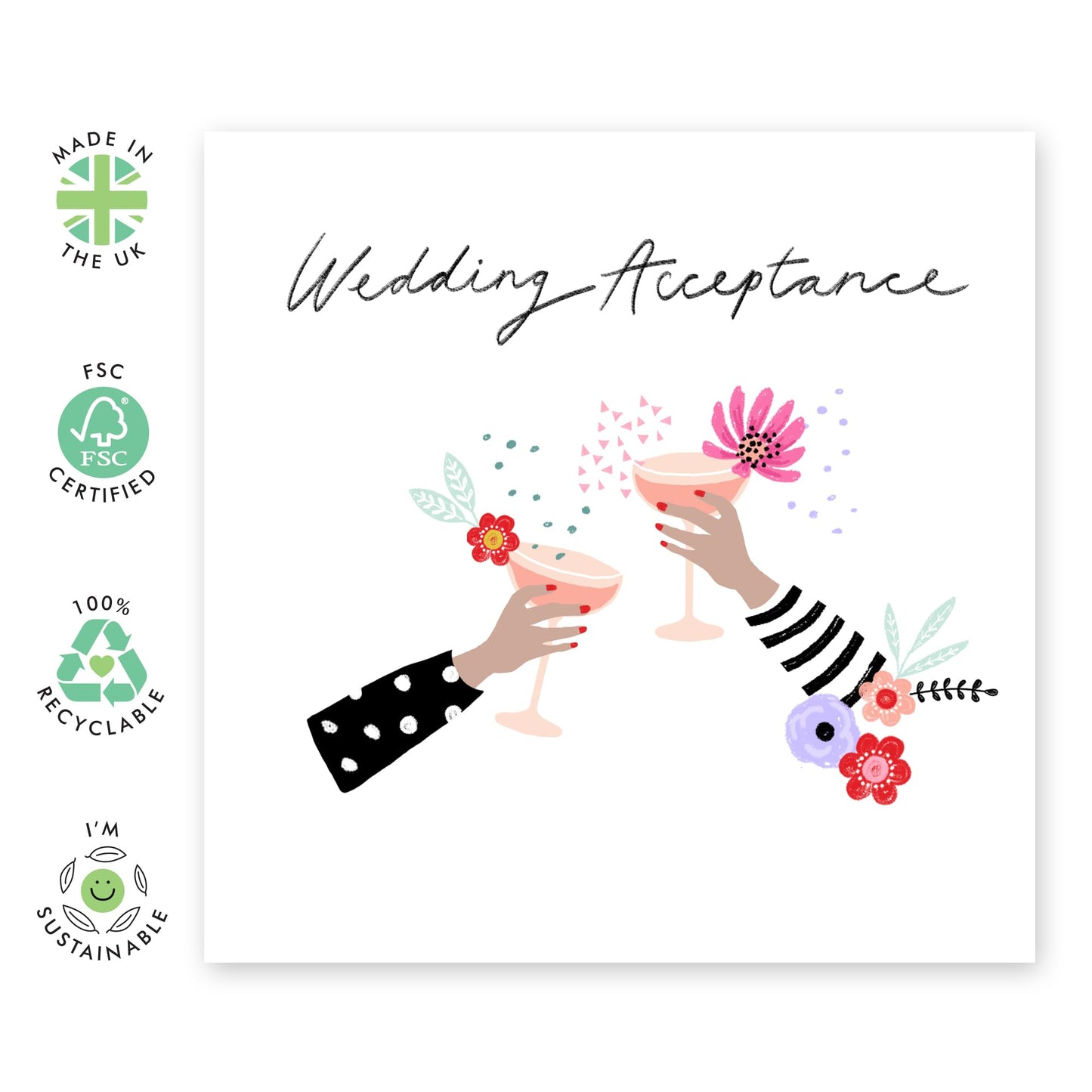 Wedding Acceptance Card From Groom Bride - Wedding Acceptance Cheers - Floral Card For Guest - Wedding Invitations For Women Men - Rsvp Reply Card For Friends - Comes With Fun Stickers By Central 23
