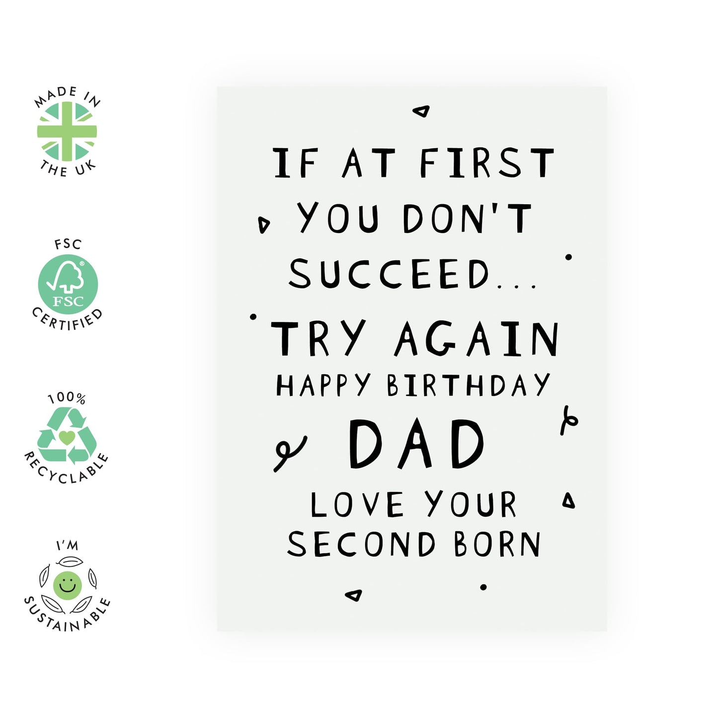 Quirky Birthday Greeting Card - 'DAD SECOND BORN' - Perfect for Celebrating Your Dads Special Birthday with a Funny Twist - Ideal for Super Dads, Fathers, Daddy's - Comes with Stickers By Central 23