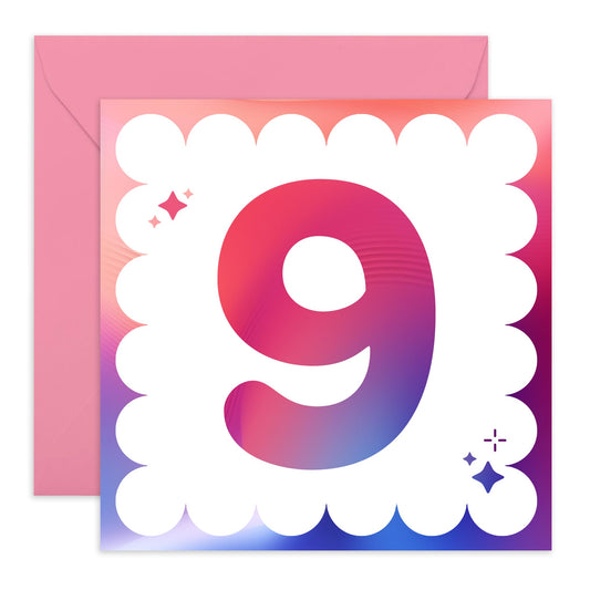 Happy 9th Birthday Card Girl Boy - Milestone Age Nine - Kids Birthday Cards 9 Year Old - Ninth Bday Gifts For Son Daughter Nephew Niece Grandson - Comes With Stickers By Central 23