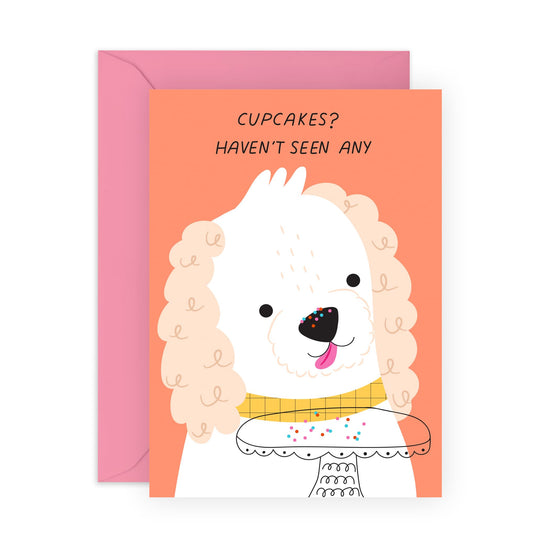 Happy Birthday Card For Her - Cupcakes? Haven't Seen Any Dog - Cute Birthday Cards For Women - Best Friend Birthday Card Female - Comes With Stickers By Central 23
