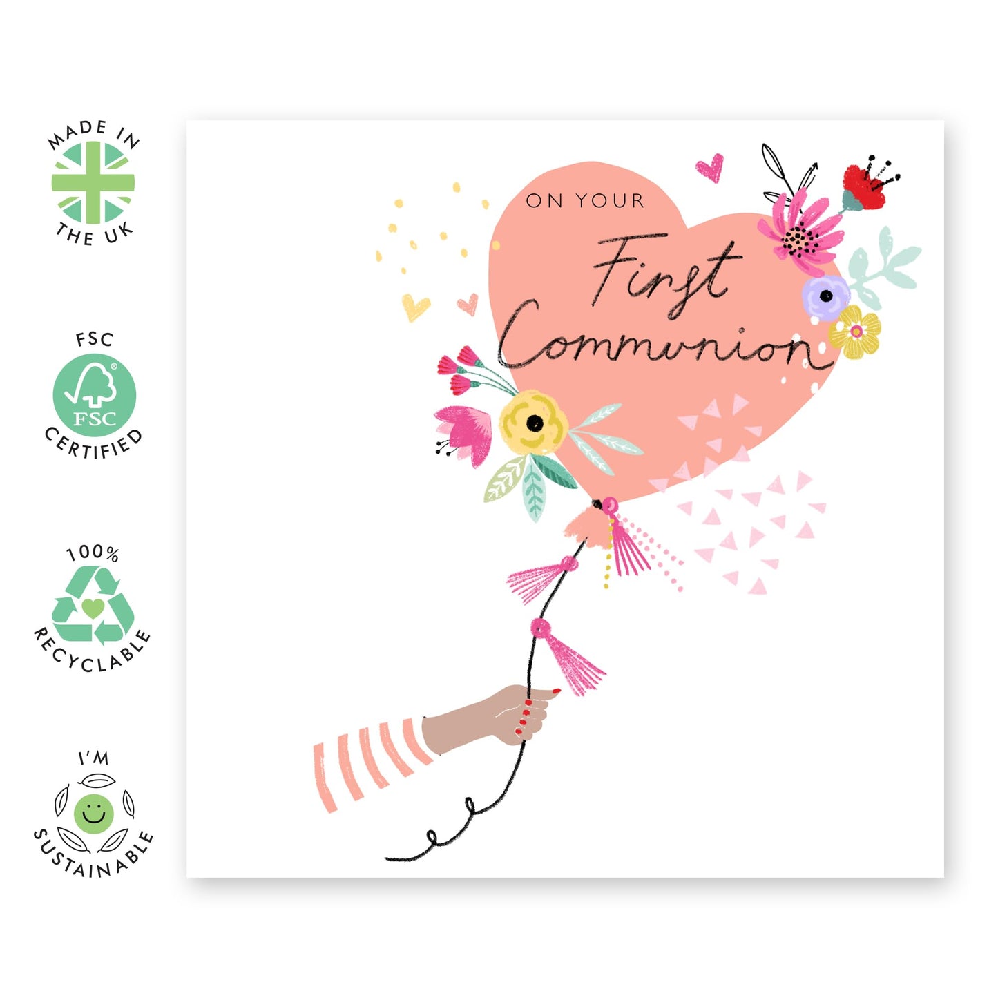 1st Communion Favors For Girls - On Your First Communion - Religious Cards With Envelopes - Communion Gifts For Granddaughter Goddaughter Niece - Comes With Fun Stickers - By Central 23