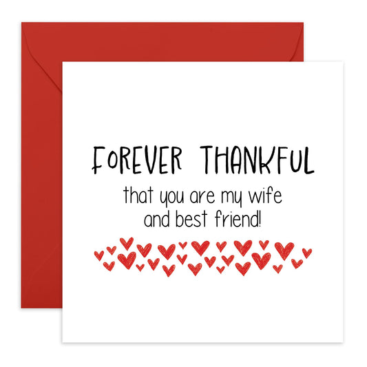 Greeting Card - 'FOREVER THANKFUL WIFE' - Perfect for Expressing Deep Gratitude & Love - Ideal for Showing Appreciation to Your Lovely Wife on Any Special Occasion - Comes With Stickers By Central 23
