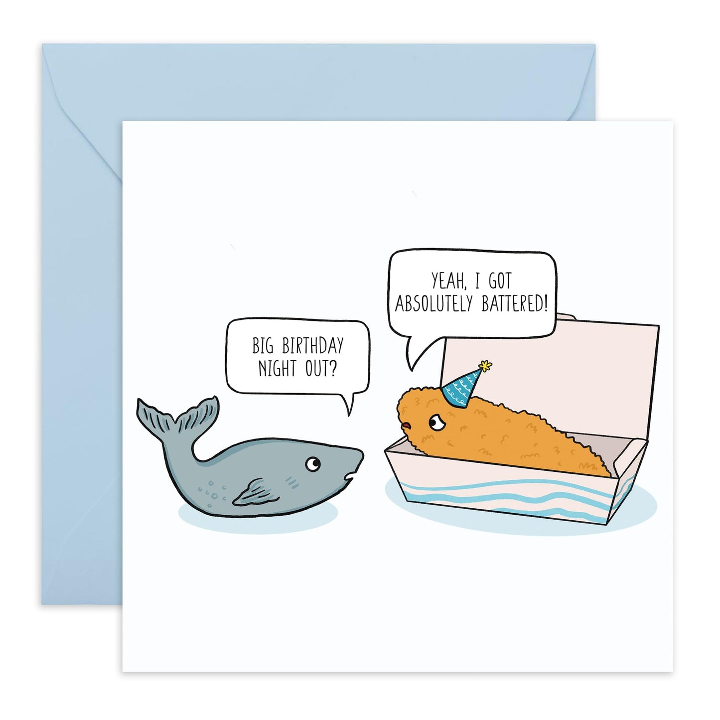 Hilarious Birthday Card About Last Night - 'Battered Fish Birthday' - Gifts for Friends, Buddies, BFF, Colleagues, Coworkers - Getting Drunk - Comes with Fun Stickers