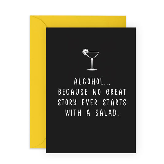 Birthday Cards For Him Her - No Great Story Starts With A Salad - Funny Greeting Cards From Partner - Birthday Cards Wife Husband - Humorous Gift From Couple - Comes With Fun Stickers By Central 23