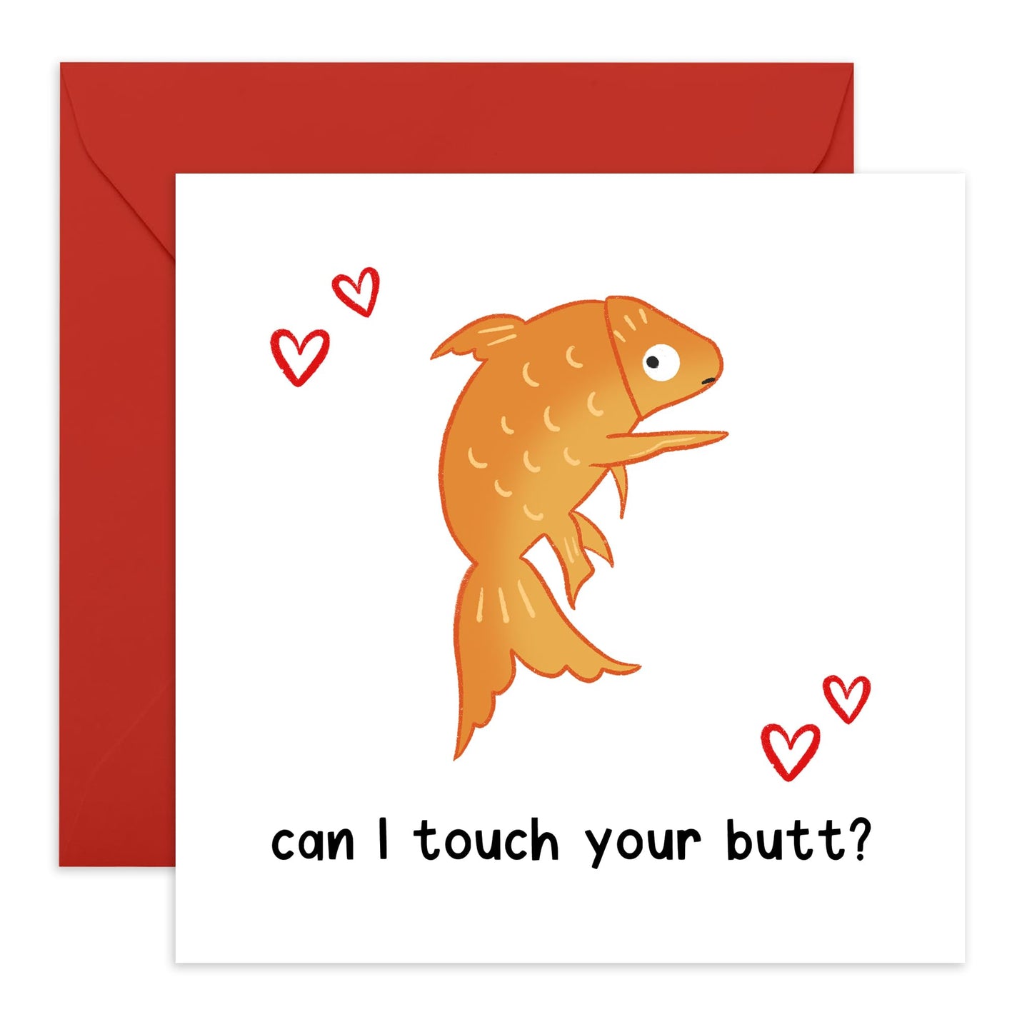 Goldfish Birthday Cards For Girlfriend - Can I Touch Your Butt? - Funny Love Cards For Her - Cute Anniversary Card For Wife Husband - Gifts For Boyfriend - Comes With Fun Stickers By Central 23