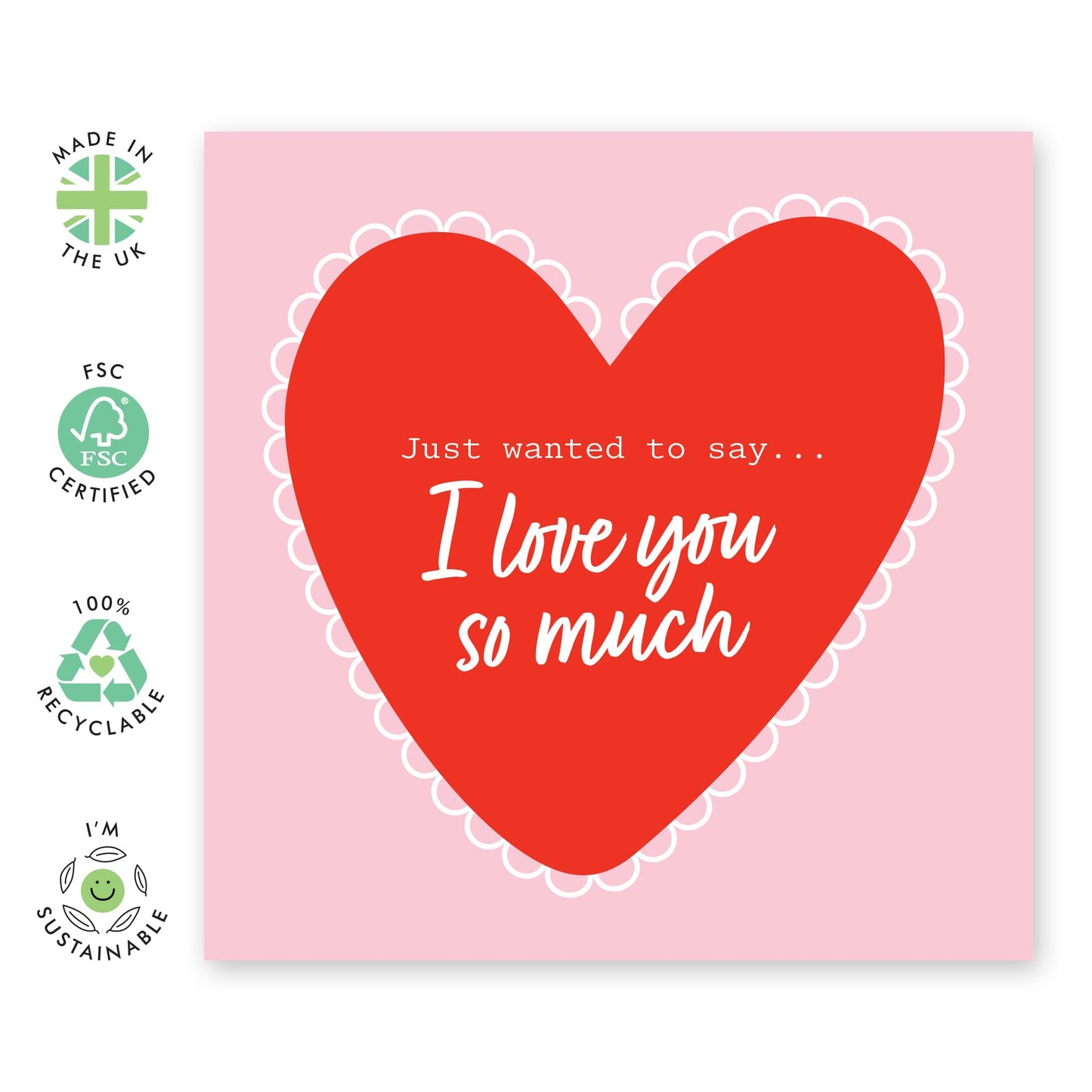 Greeting Card - 'I LOVE YOU SO MUCH HEART' - Perfect for Any Occasion with a Lovely Heart Design - Ideal for Expressing Deep Affection and Love to Special Moments - Comes With Stickers By Central 23