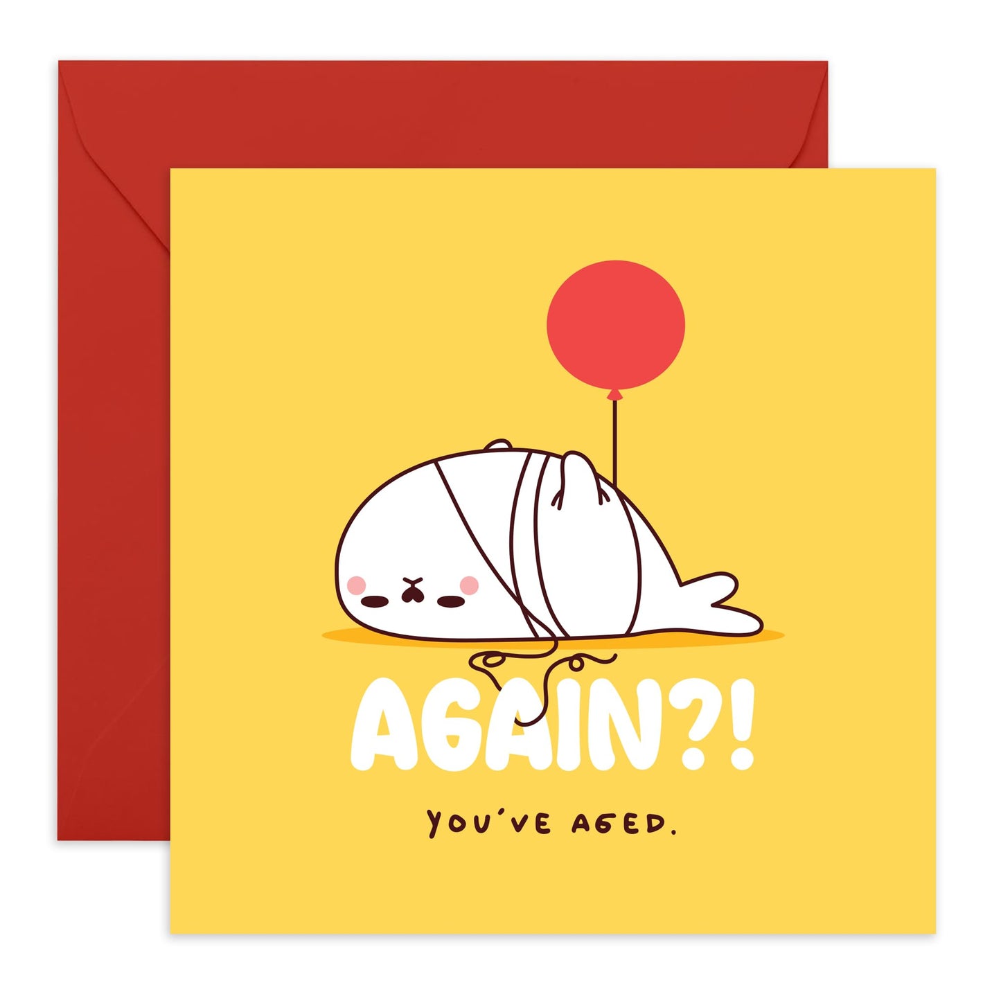 Birthday Card with a Cute Seal - 'Lazy Seal Aged' - Gifts for Friends, Besties, BFF,Girlfriends, Sister, Sis, Bruv, Mate, Colleagues, Co-worker, Cousin - Tied Balloon - Comes with Fun Stickers