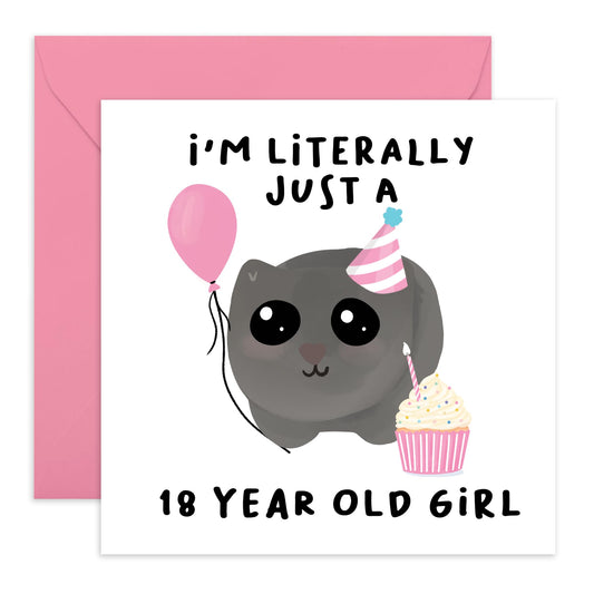 18th Birthday Card for Girls - ‘Just A 18 Year Old Girl’ - Happy Eighteenth Birthday Card for Sister, Daughter, Niece, Friends- Gifts for Women Age Eighteen - Comes with Fun Stickers by Central 23