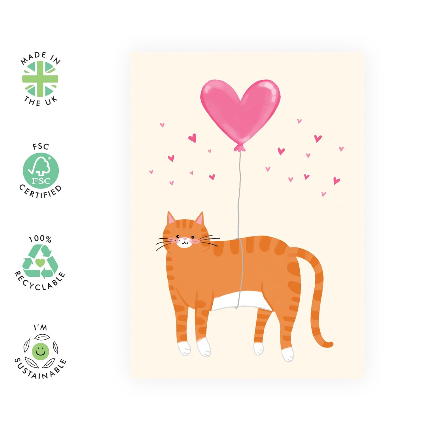 Cat Birthday Card For Boyfriend - Cat Heart Balloon - I Love You Gifts For Her Him Couple - Husband Anniversary Cards - Valentines Day Cards For Wife - Comes With Fun Stickers By Central 23