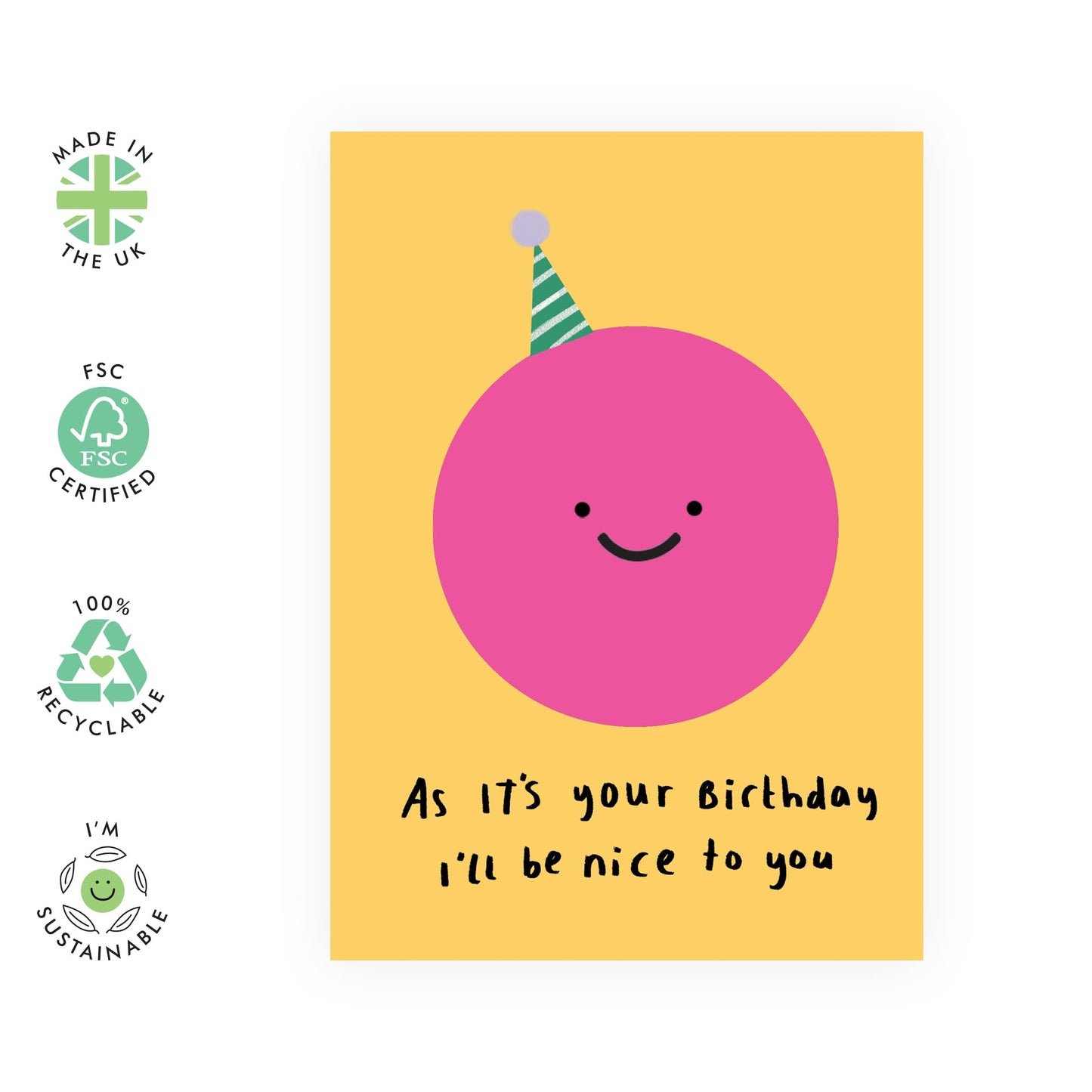 Playful Greeting Card - 'SMILEY NICE TO U' - Perfect for Adding a Hint of Sarcasm and Fun to Any Occasion - Ideal for Friends and Loved Ones with a Sense of Humor - Comes with Stickers by Central 23