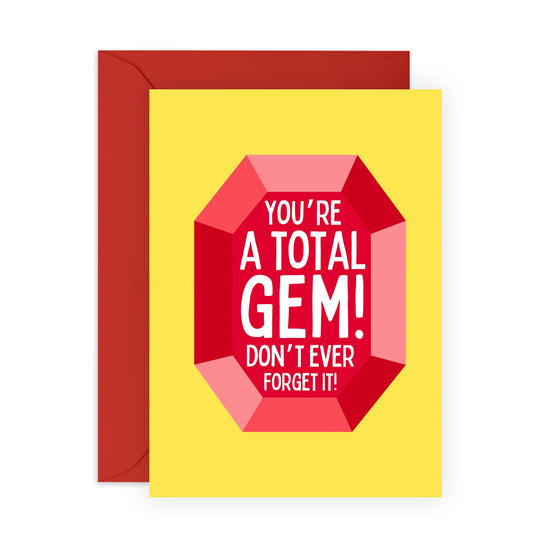 Inspiring Birthday Card - 'Total Gem' - Gifts for Friends, Family, Co-worker, Colleagues, Bestie, Bruv, Mate, Neighbours, Him, Her - You Are Precious - Comes with Fun Stickers