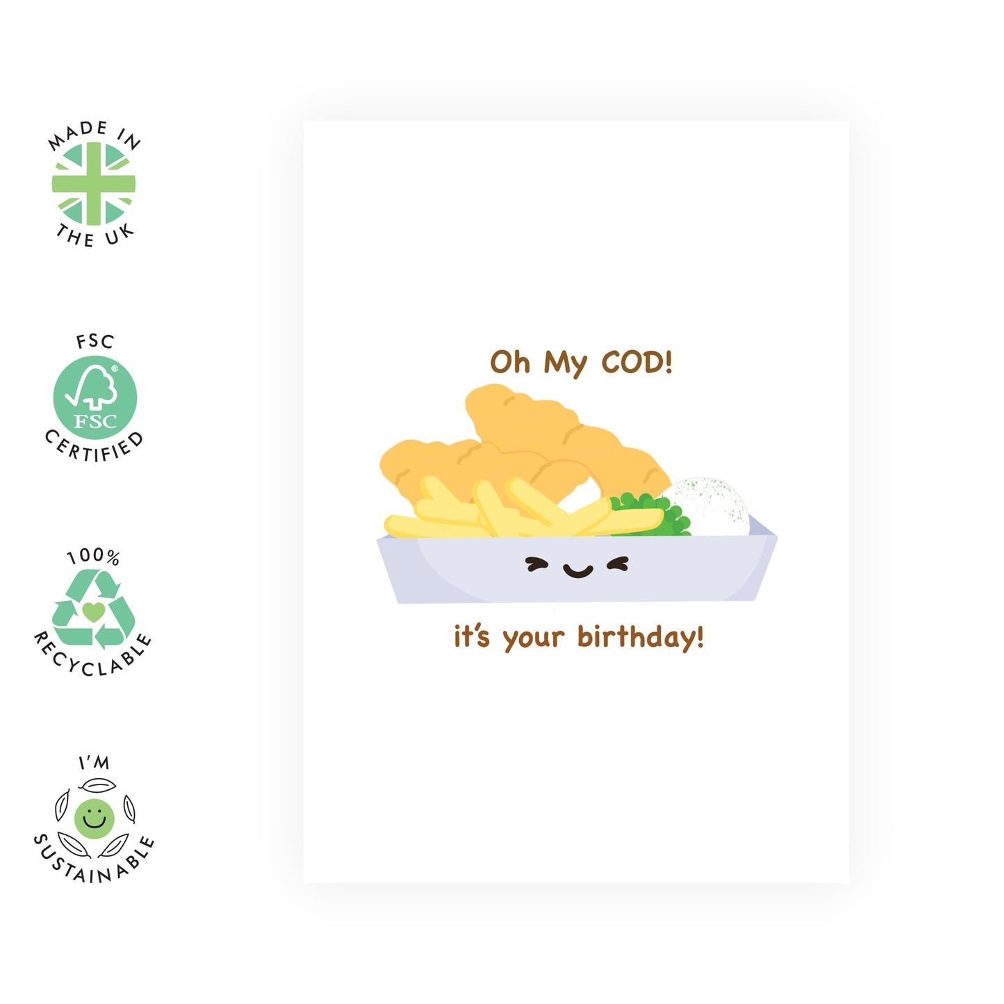 Humorous Birthday Cards - Oh My Cod It's Your Birthday - Funny Birthday Card For Mum Dad Brother Sister - Greeting Card Gifts For Him Her - Comes With Stickers - By Central 23