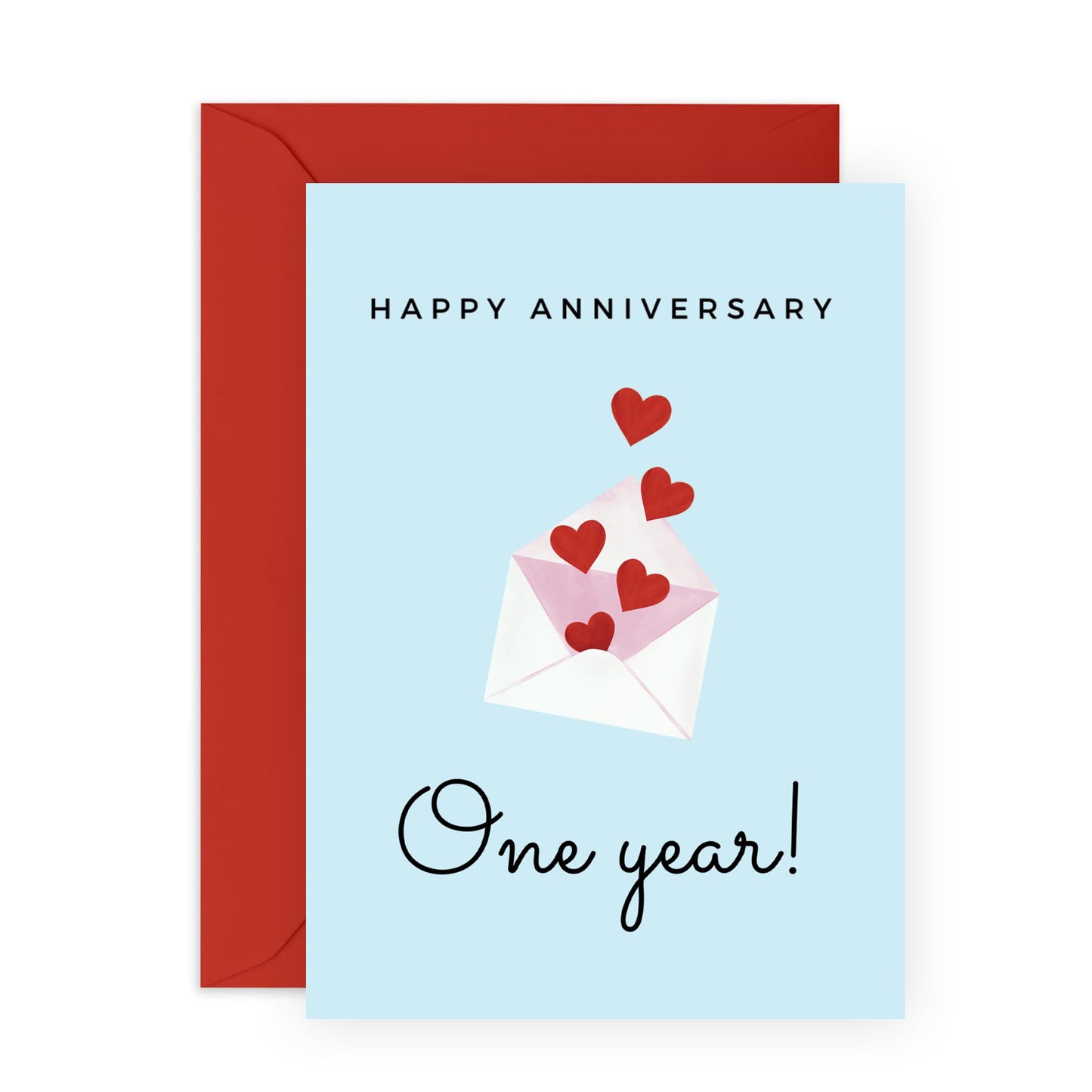 1st Anniversary Card for Her or Him - 'One Year Love' - Gifts for Girlfriend, Boyfriend, Husband, Wife, Spouse, Babe, Lovebug, Darling, Hun, Other Half - 1 Year of Us - Comes with Fun Stickers