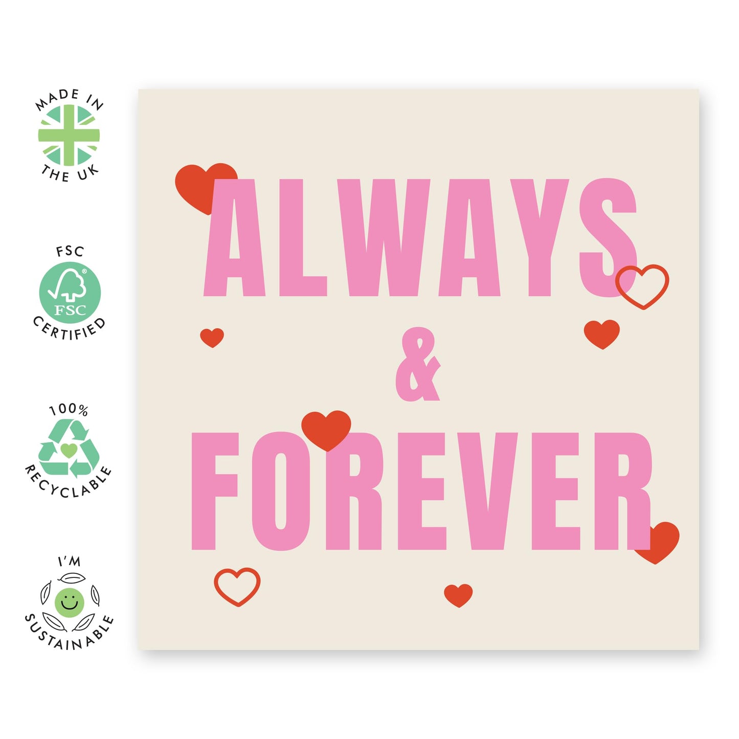 Sweet Anniversary Card For Husband - Always & Forever - Love Cards For Boyfriend Girlfriend - Wedding Anniversary Card For Wife - Valentines Day Card For Him - Comes With Stickers - By Central 23