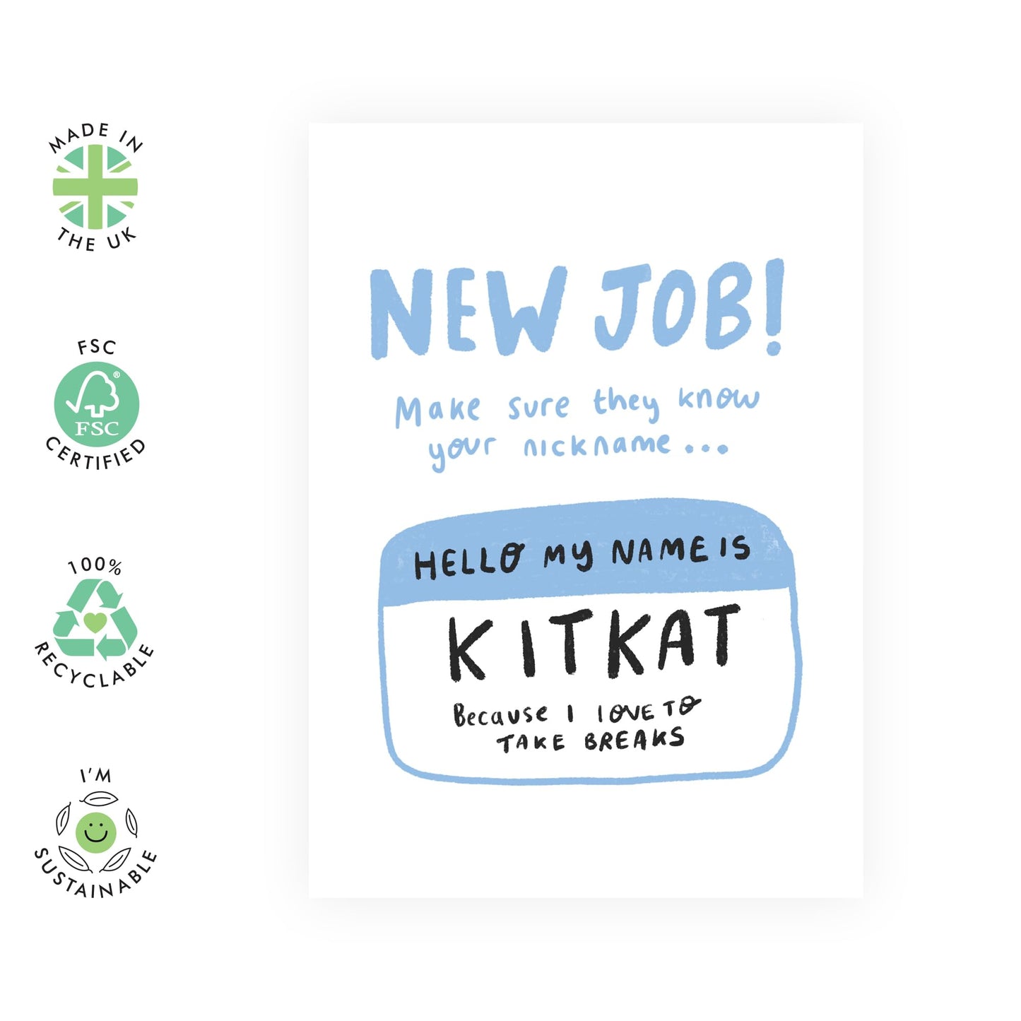 New Job Congratulations Card - 'KitKat New Job' - Gifts for Friends, Coworker, Bestie, BFF, Bruv, Mates, Lad, Bro, Officemate - Jokes On You - Comes with Fun Stickers