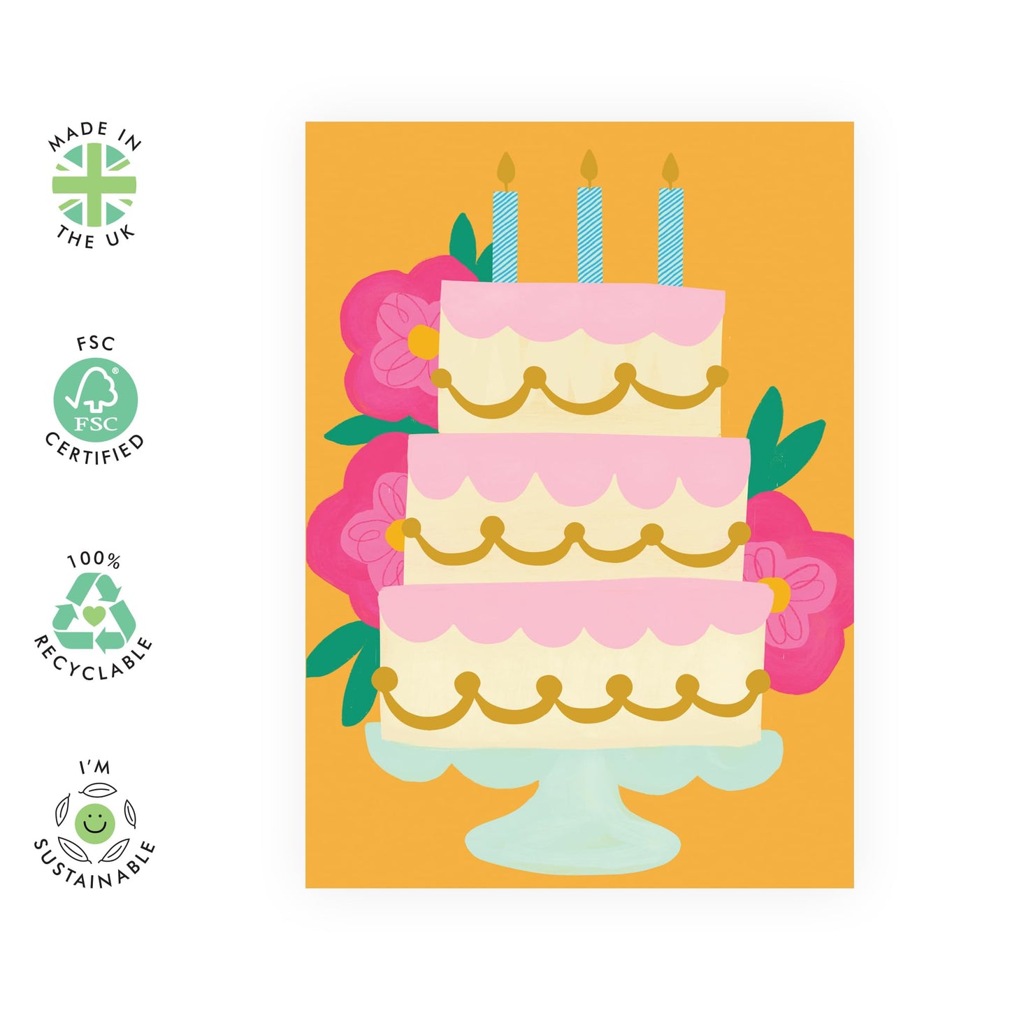 Birthday Cards For Women - Cake Tiers - Kids Birthday Card For Girls - Cute Greeting Cards For Daughter Mum Sister Nan - Gifts For Her - Comes With Stickers - By Central 23