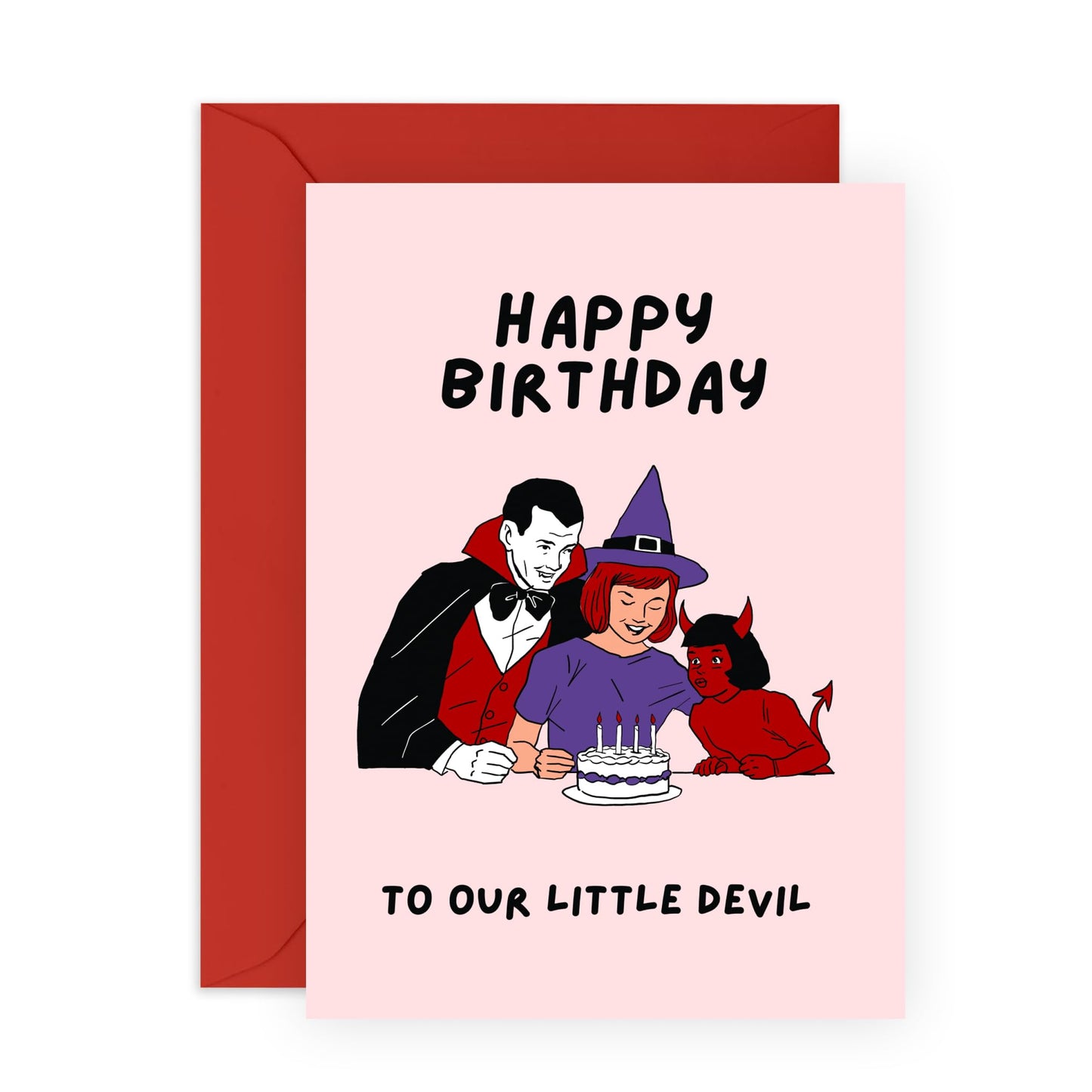 Daughter Birthday Cards Funny - Happy Birthday To Our Little Devil - Dark Humour - Vampire Witch Birthday Cards For Friends Men Women - Bday Gifts For Him Her - Comes With Fun Stickers By Central 23